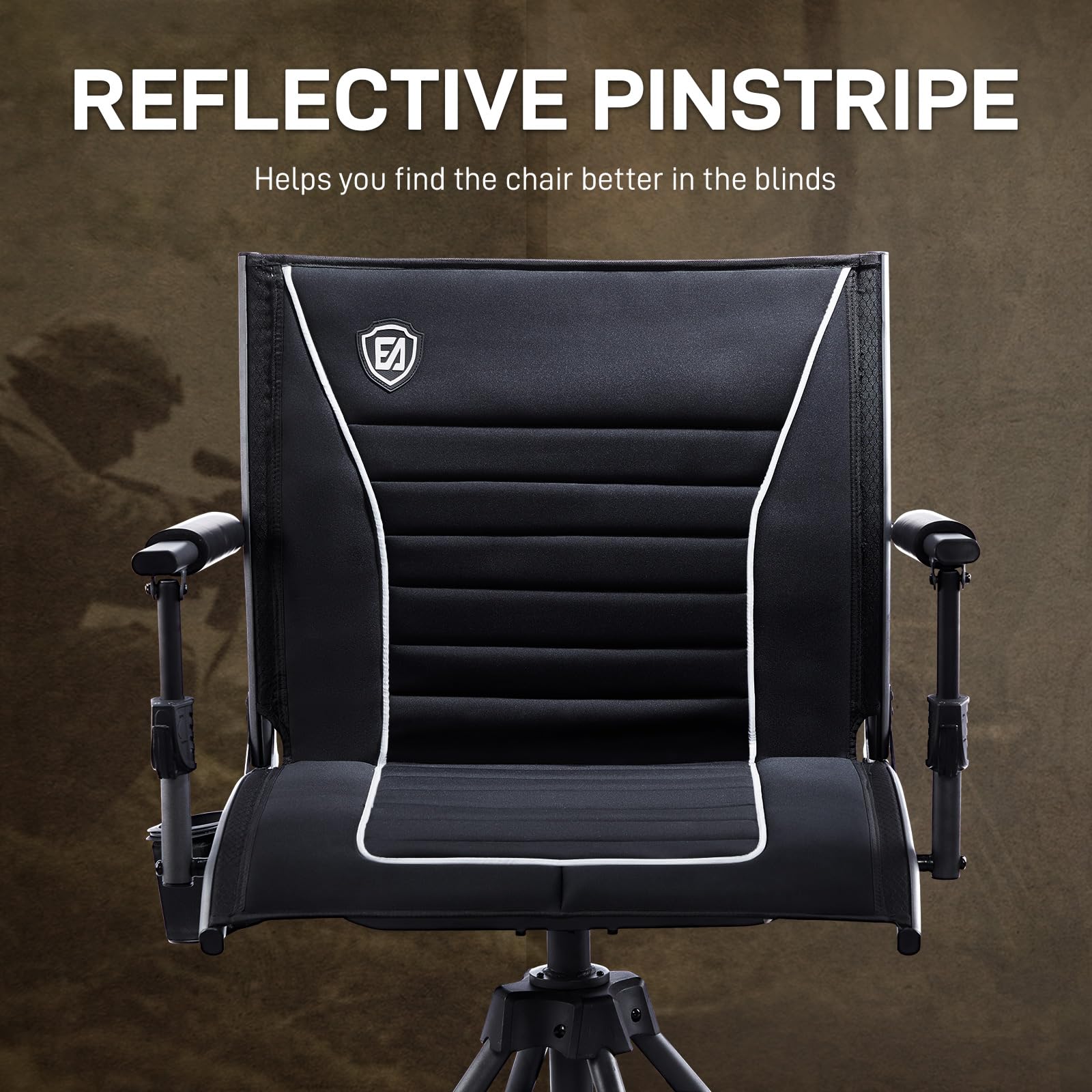EVER ADVANCED 360° Silent Swivel Hunting Chair - Adjustable Folding Seat for Hunting Blinds, Fishing & Outdoor Activities - Supports 300lbs - Black - Perfect for Hunting, Fishing, Camping & Outdoor Relaxation