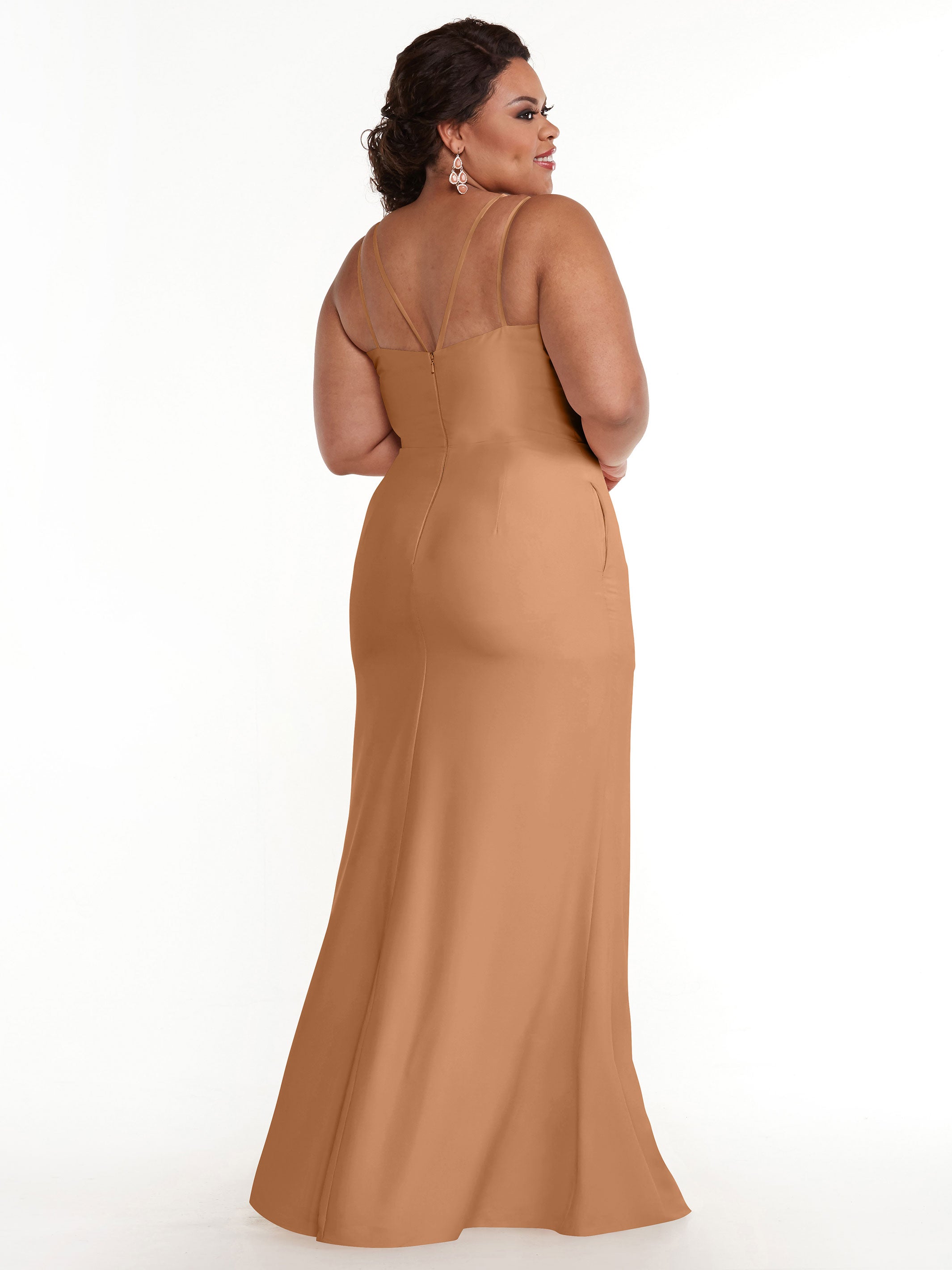 Elegant 83030 Sheath Stretch Chiffon Bridesmaid Dress with Bateau Neckline & Thigh Slit - Perfect for Weddings, Formal Events & Evening Parties