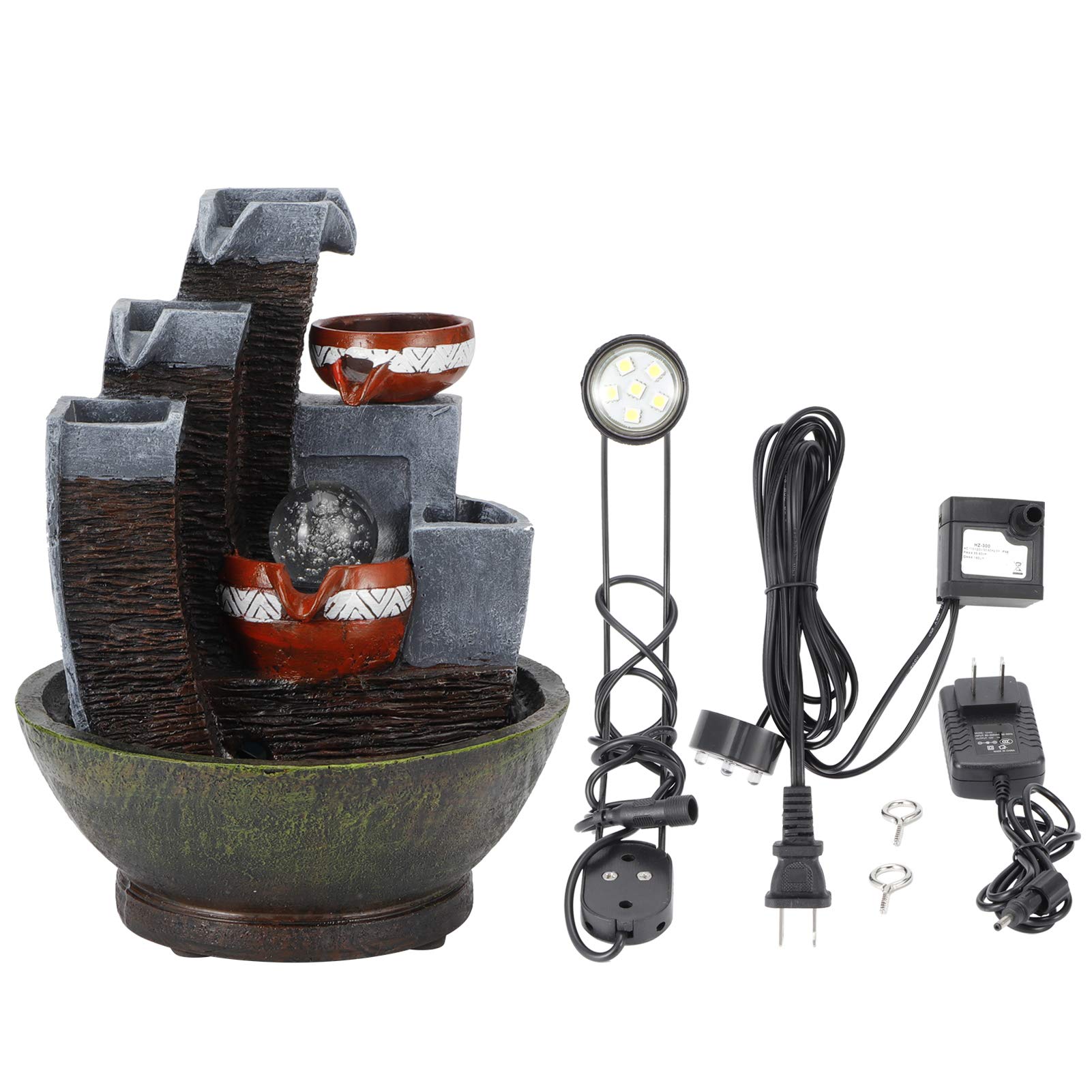 LED Waterfall Desktop Fountain with Color Changing Lights - Indoor Relaxation Water Feature for Home, Office, Bedroom Desk Decor (US Plug 120V) - Perfect for Stress Relief, Meditation & Feng Shui