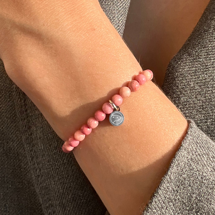 Natural Rhodonite Beaded Bracelet for Women - Healing Crystal Jewelry for Stress Relief & Emotional Balance | Perfect for Meditation, Yoga & Everyday Wear