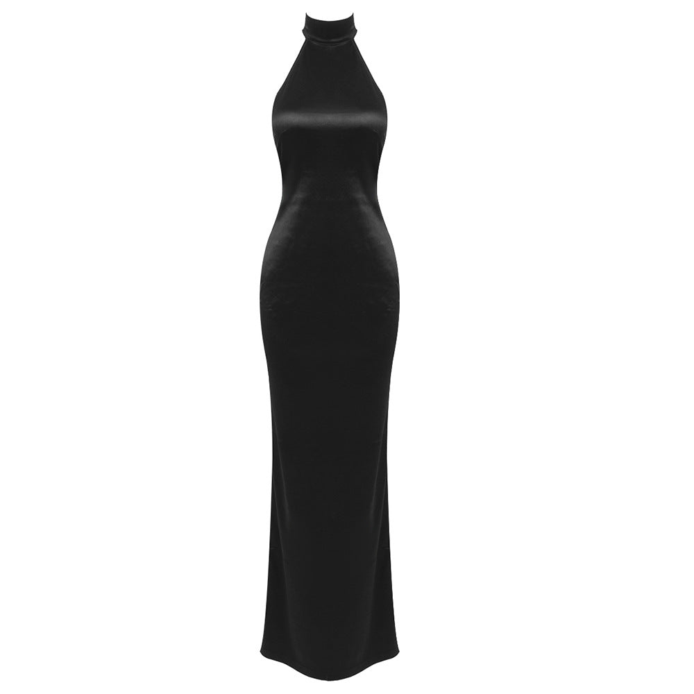 LOVEVOP Women's Satin Backless Slim Dress - Wholesale Cross-Border Fashion Clothing for Evening Parties & Date Nights