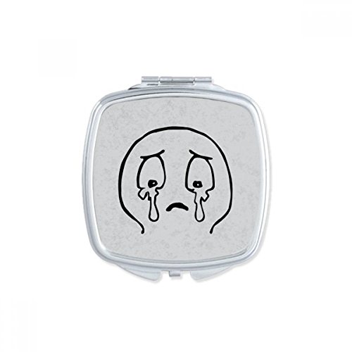 DIYthinker Black Happy Pattern Square Mirror - Portable Compact Pocket Makeup Mirror with Double Sided Glass for Travel, Home & Office Use
