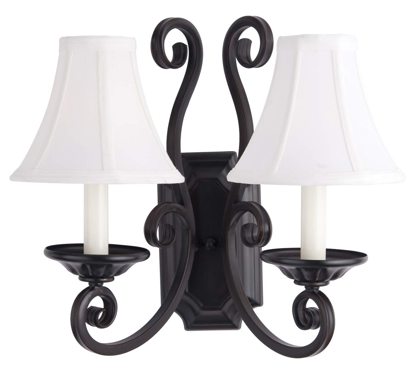 Two Light Oil Rubbed Bronze Wall Sconce - Vintage Style Bathroom Vanity Lighting for Hallway, Bedroom & Entryway