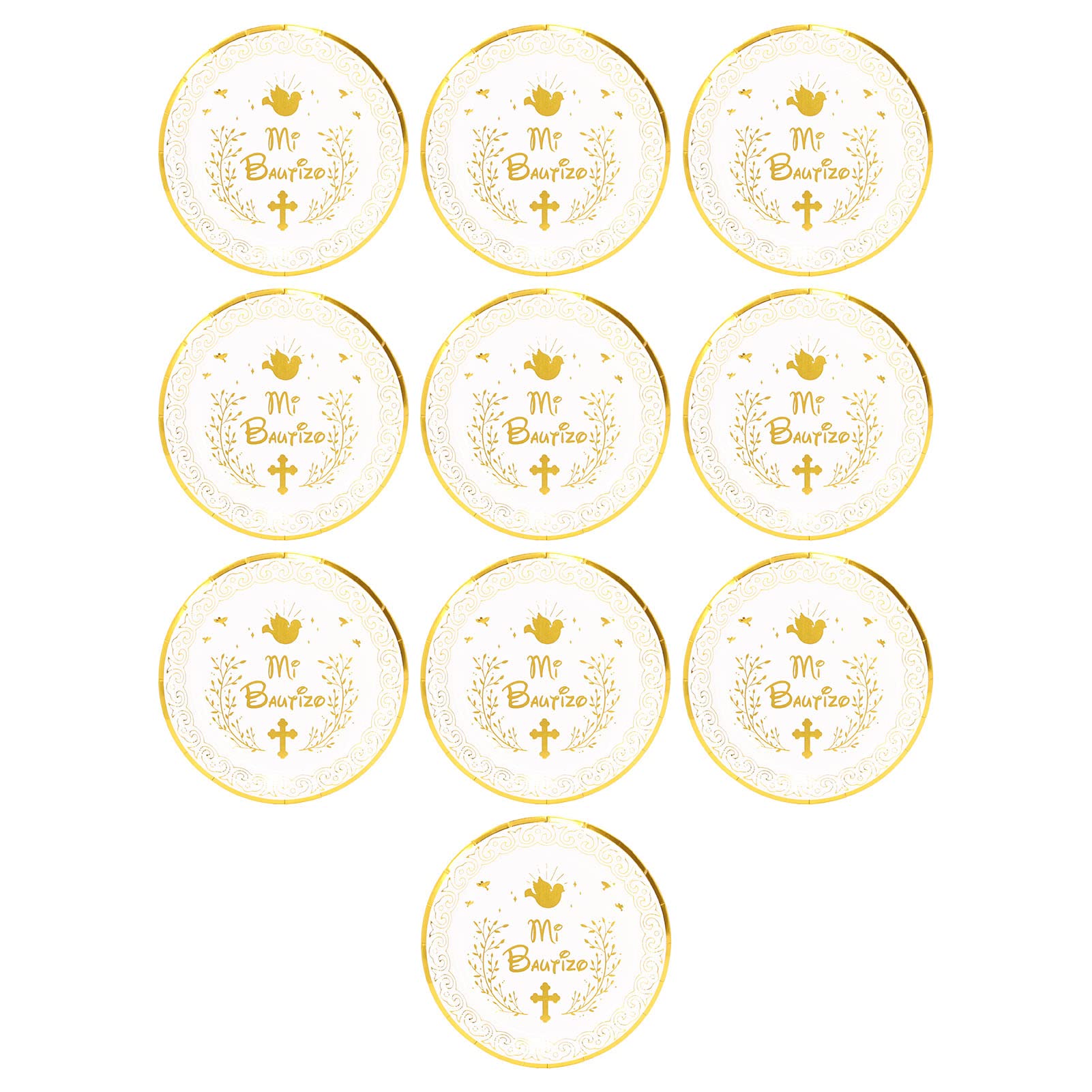 Jovenn Disposable Paper Plates - 10 Inch Round Bronzing Design, Durable & Elegant for Parties, Banquets, BBQs, and Family Gatherings