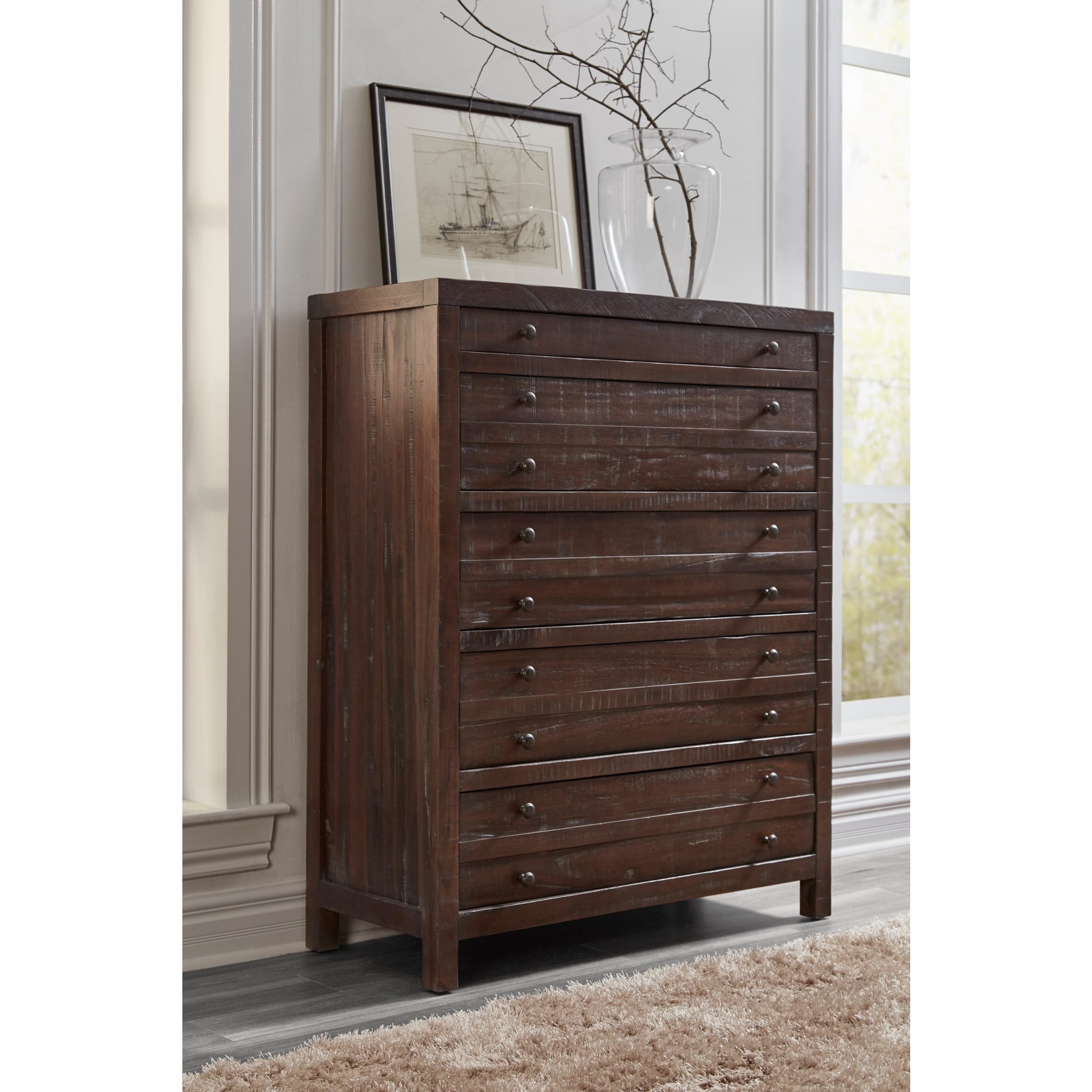 Townsend 5-Drawer Solid Wood Dresser in Java Finish - Perfect for Bedroom Storage & Organization