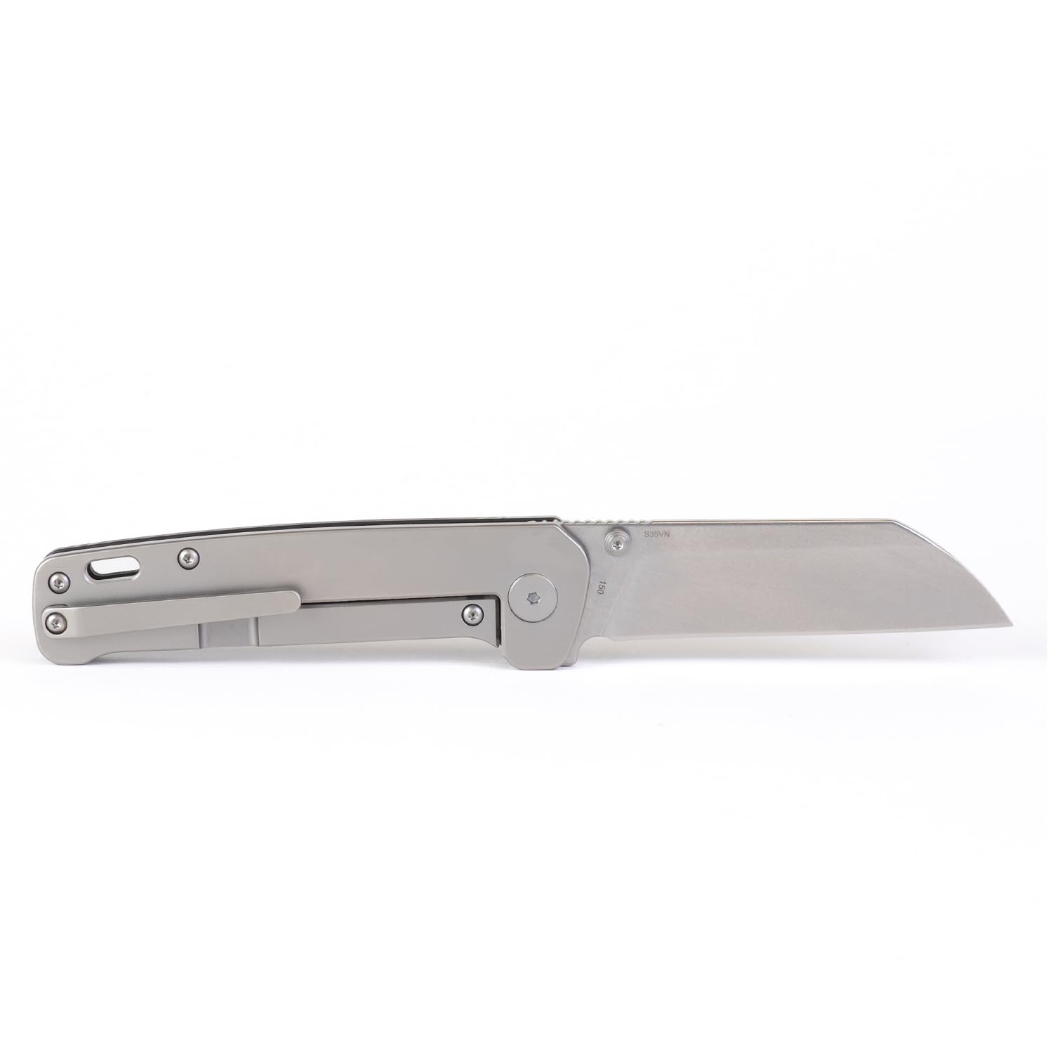 QSP Penguin Titanium Framelock EDC Pocket Knife - Marbled Carbon Fiber Handle, S35VN Steel Blade, Kaviso Exclusive (Stonewashed) | Everyday Carry, Outdoor Survival, Camping & Tactical Use