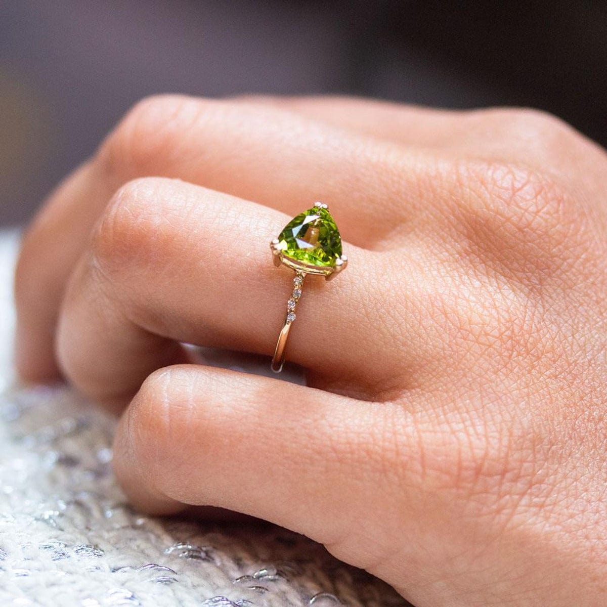 Stunning Peridot Trillion Cut Ring – Elegant Green Gemstone Jewelry for Women | Perfect for Engagement, Anniversary & Special Occasions