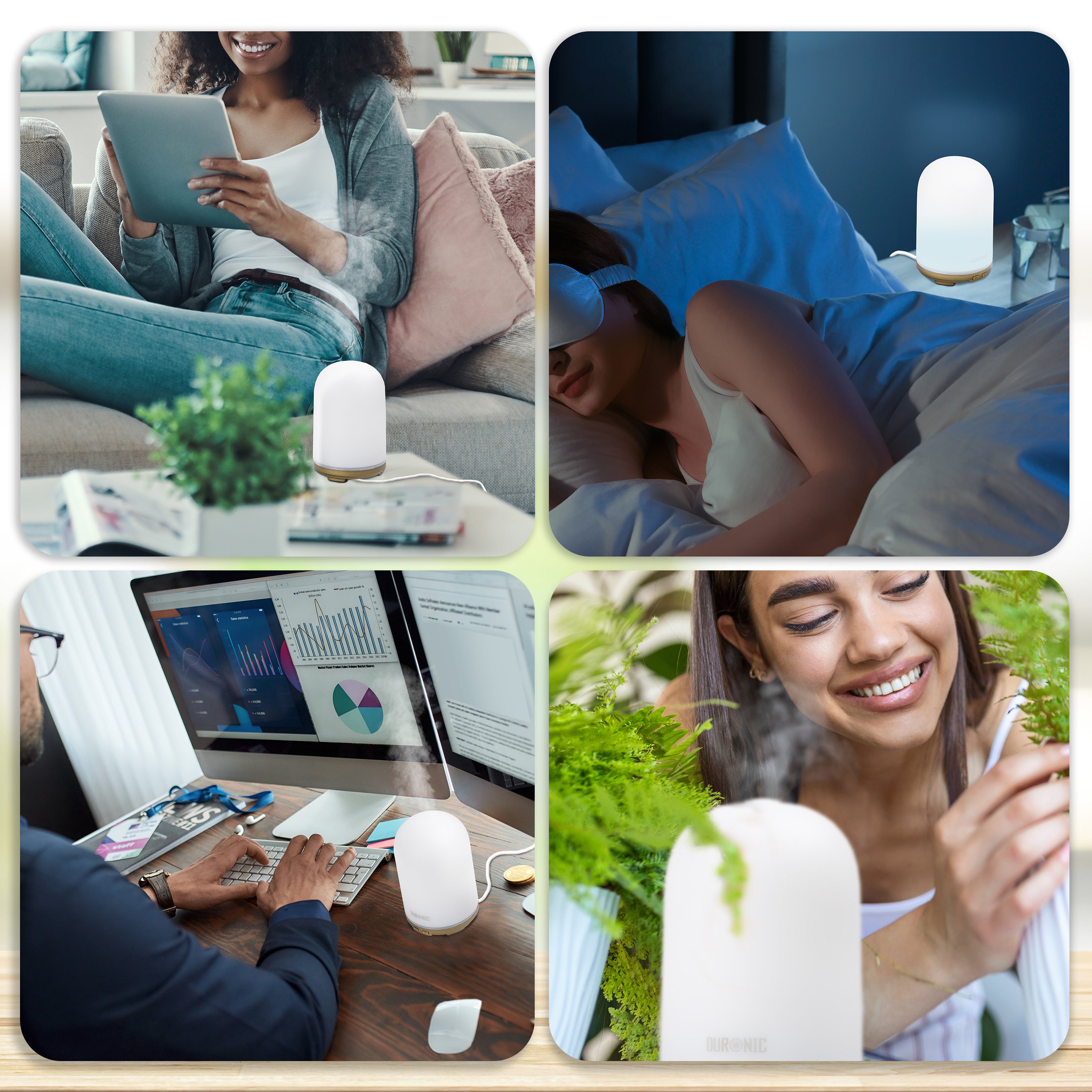 Duronic AD11 100ml Ultrasonic Essential Oil Diffuser with 7 Color LED Lights - Aromatherapy Diffuser for Home, Office, Bedroom & Spa - Compact Electric Oil Scented Humidifier for Relaxation, Sleep & Stress Relief - Perfect for Yoga, Meditation and Creating a Calming Atmosphere