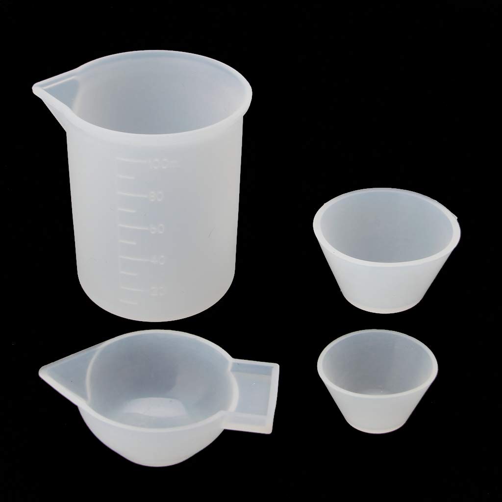 4-Piece Silicone Measuring Cups Set (100ml & 10ml) - Perfect for DIY Resin Jewelry, Epoxy Mixing, Soap Making & Craft Projects - Non-Stick, Heat-Resistant Kitchen & Art Tools