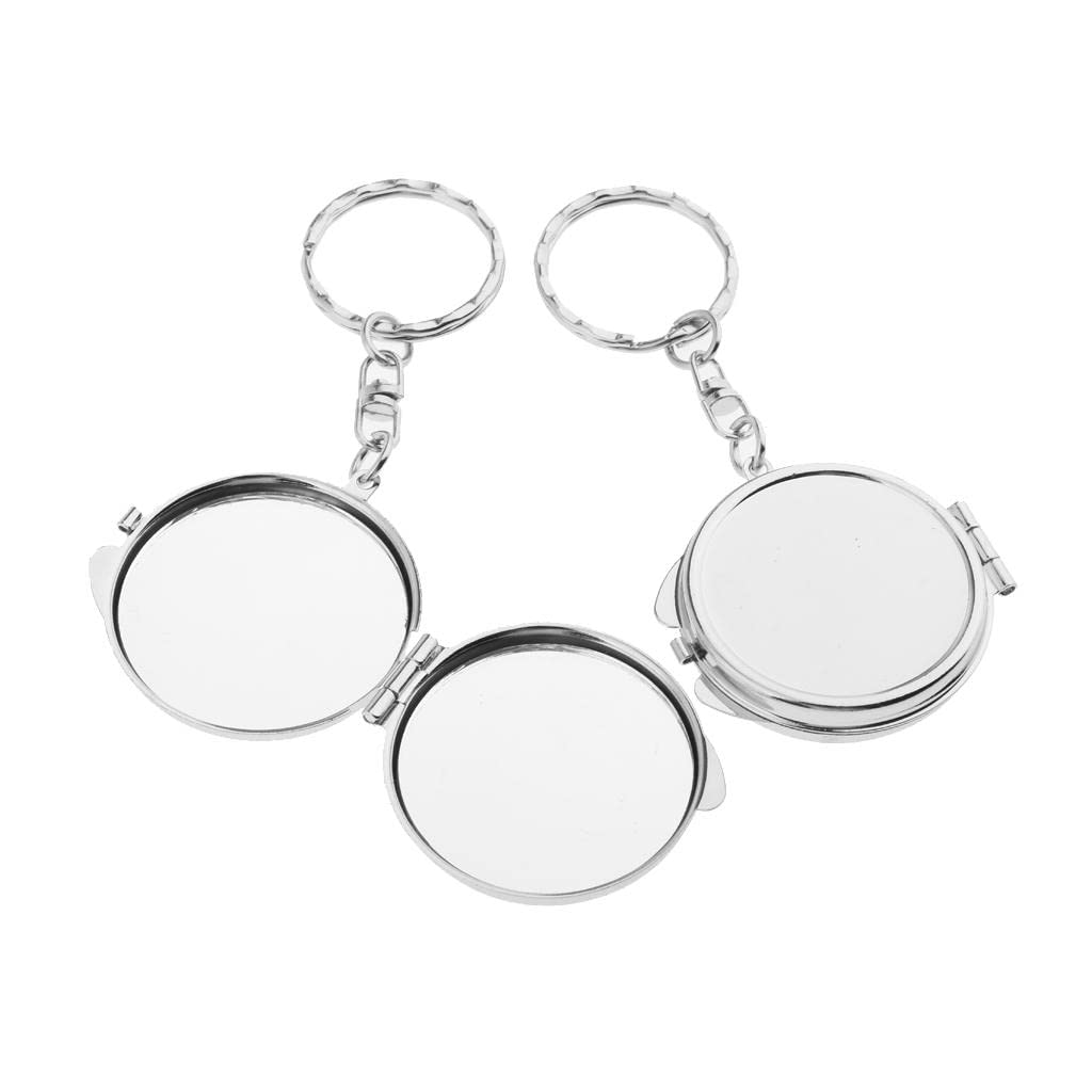 2pcs Portable Makeup Mirror - Silver Keychain for Travel & Gifts