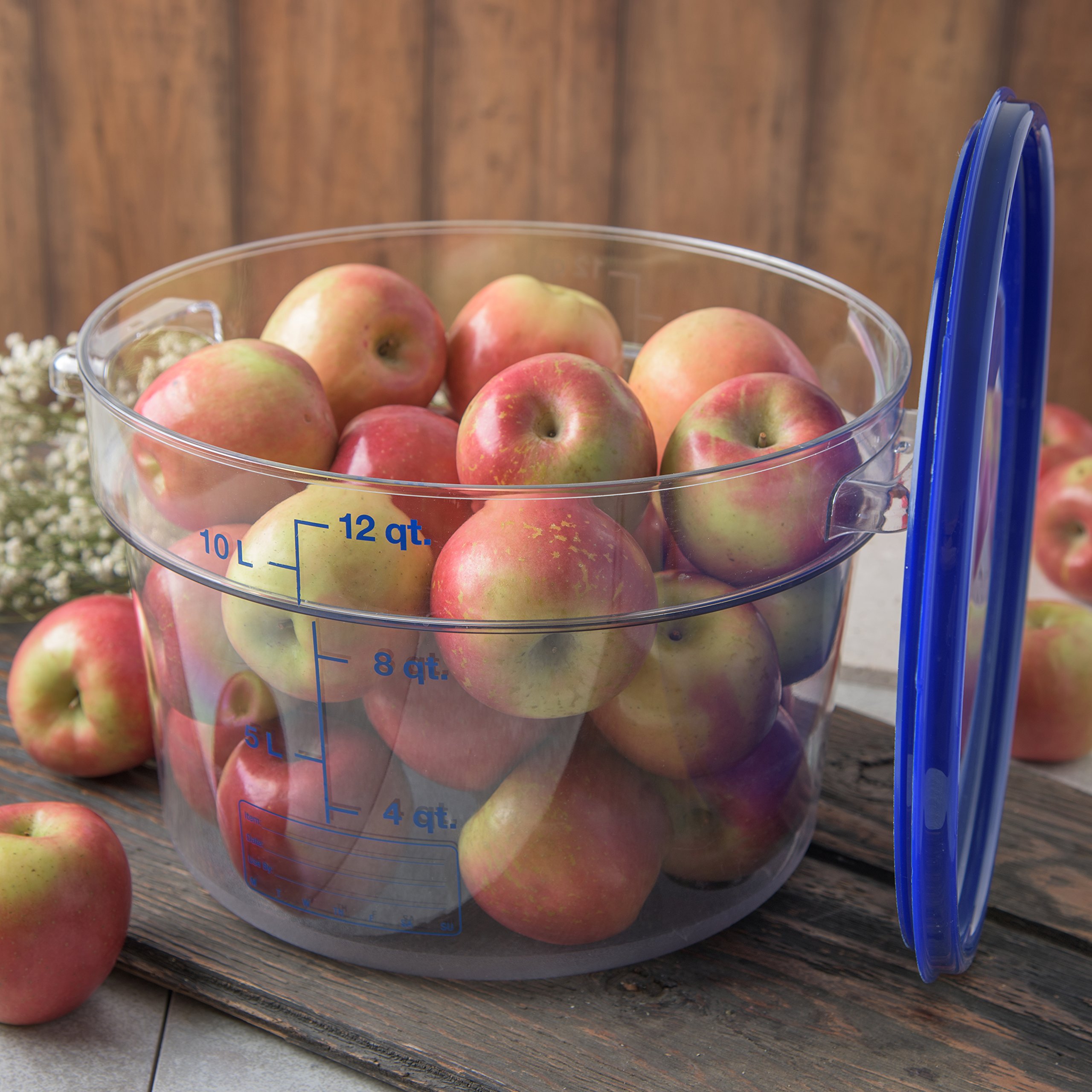 Carlisle Storplus 12 Quart Clear Polycarbonate Round Food Storage Container - Stackable Design for Catering, Buffets & Restaurants - Perfect for Bulk Food Prep, Leftovers & Commercial Kitchen Organization