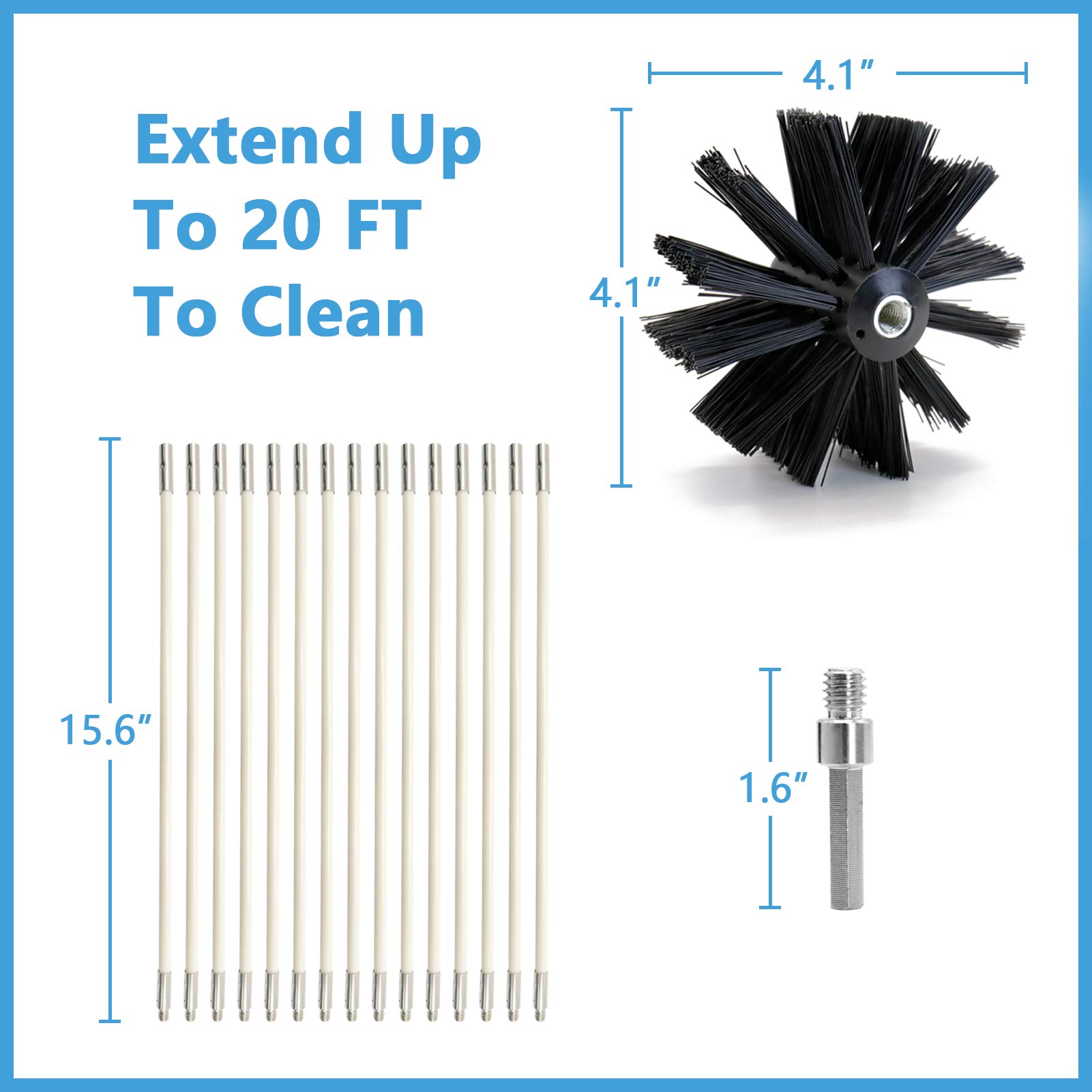 Dryer Vent Cleaner Kit - 20ft Lint Remover with Brush for Duct Cleaning (Drill Compatible) - Home Maintenance