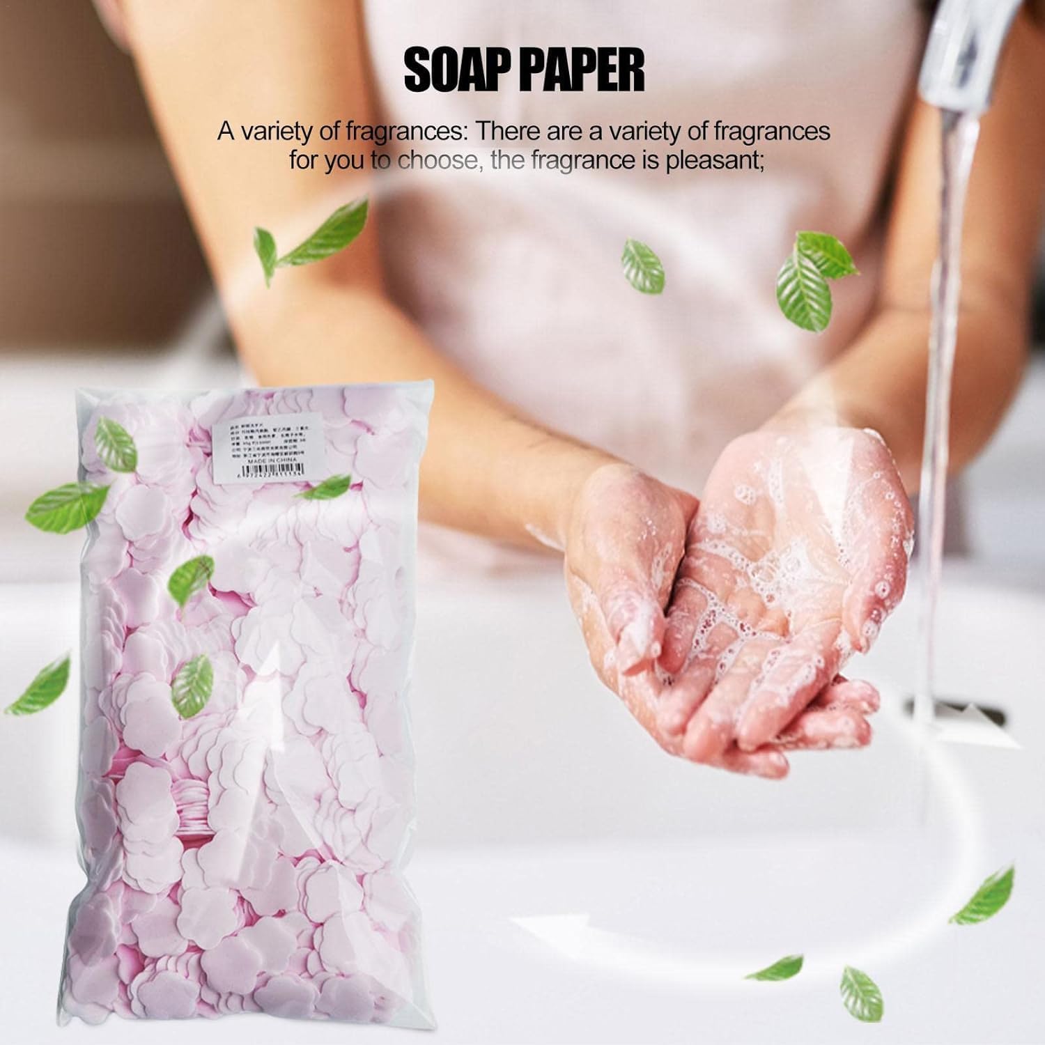 100 Sheets Disposable Travel Soap Paper - Portable Hand Wash for Hiking, Camping & Outdoor Use | Gentle Fragrant Soap Leaves for Kids & Adults | Eco-Friendly Toiletry Essentials