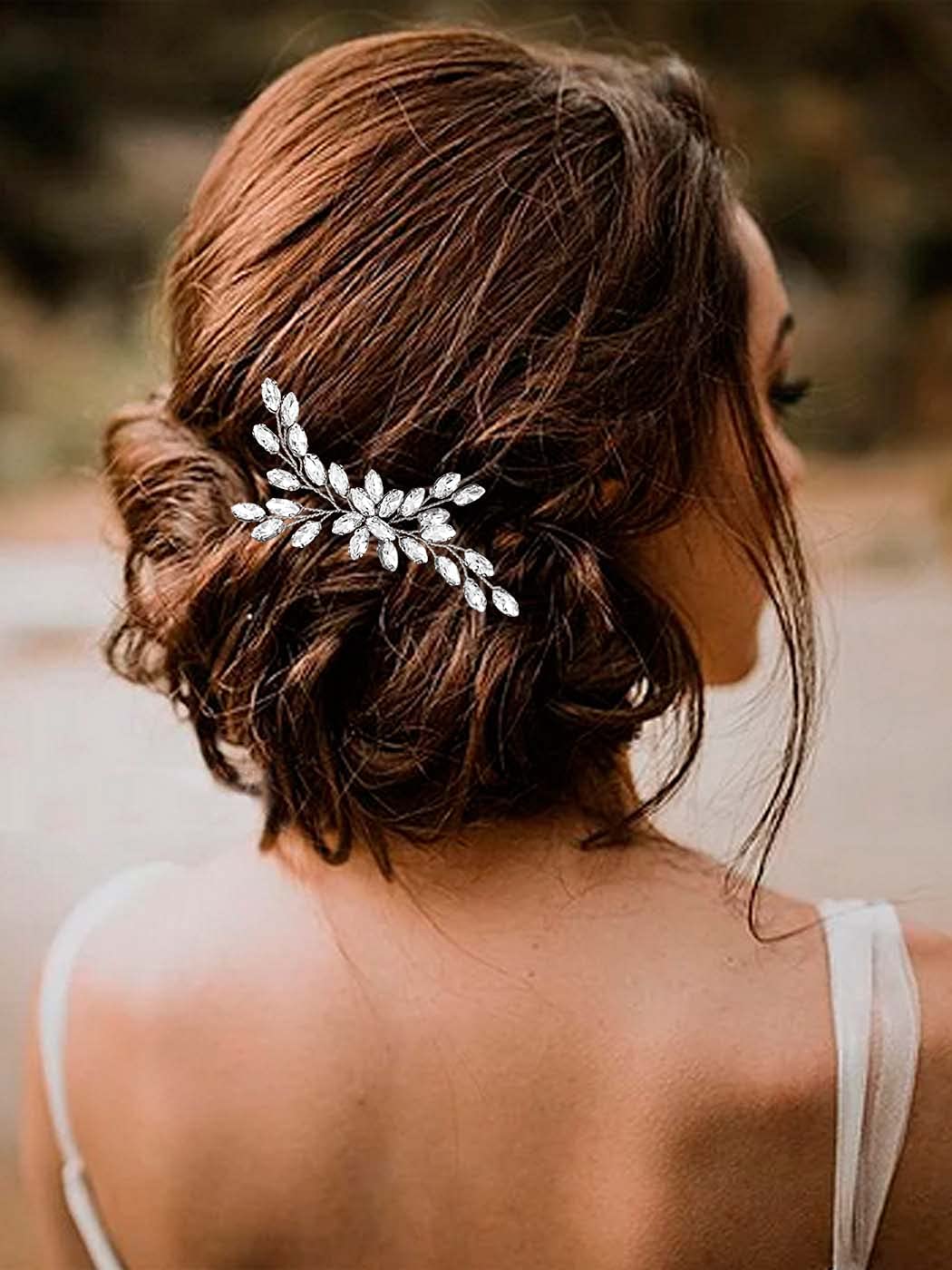 Unicra Bride Wedding Crystal Hair Pins - Silver Bridal Hair Accessories for Women & Girls (Pack of 1) | Perfect for Weddings, Prom, Parties & Special Occasions