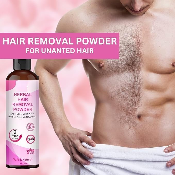 Best Hair Removal Powder for Women & Men - 100g Natural & Painless Depilatory Cream - Smooth Skin for Bikini, Legs, Arms & Body - At-Home Waxing Alternative