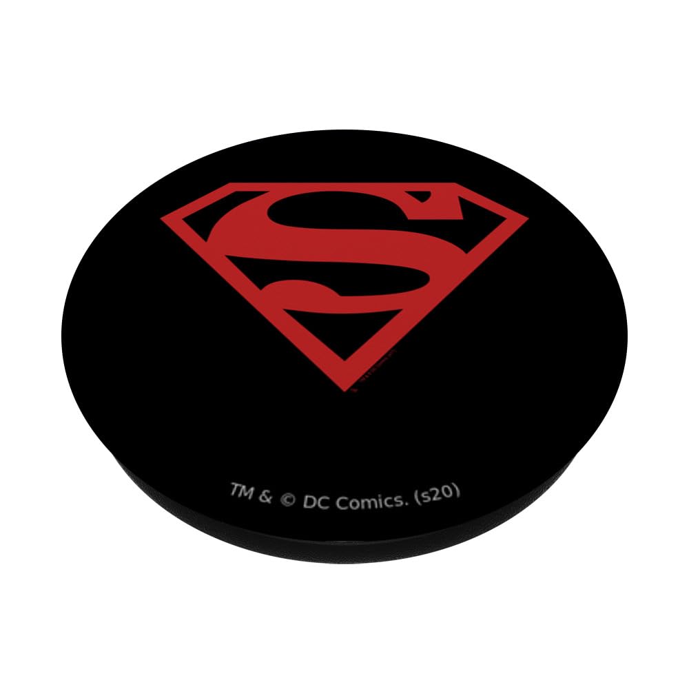 Superman Red on Black Shield PopSockets - Swappable Adhesive PopGrip for Phones & Tablets - Perfect for Gaming, Work & Daily Use
