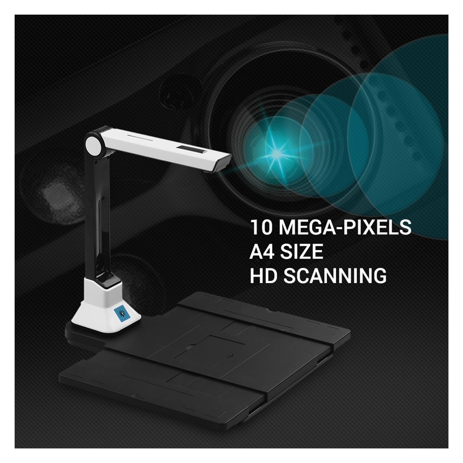 BK50 Portable 10MP A4 Document Scanner - High Resolution Book & File Scanner for Receipts, Invoices, Statements | Perfect for Office, Home & Travel Document Digitization