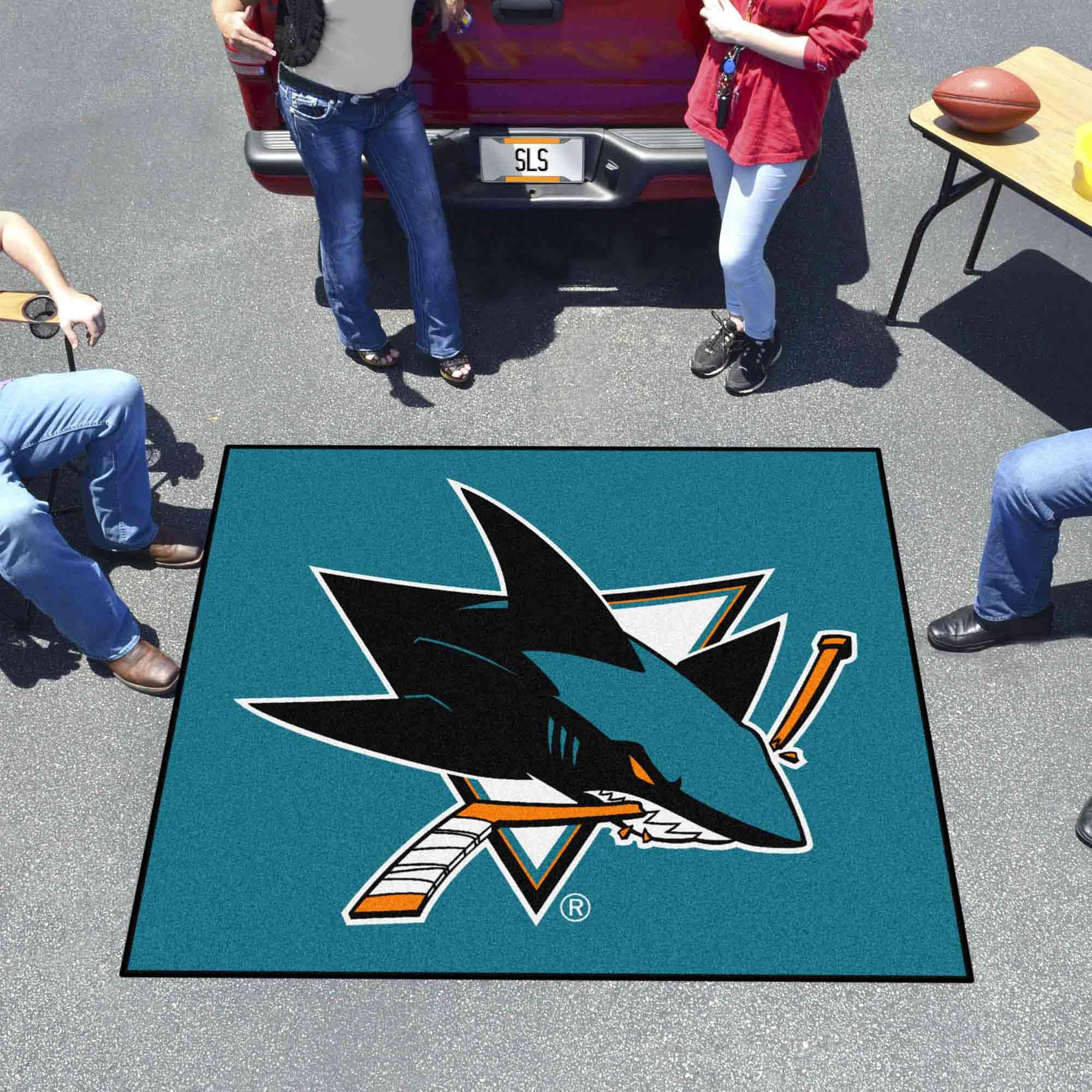 San Jose Sharks Tailgater Rug - 5ft x 6ft Officially Licensed NHL Team Fan Mat for Home Decor, Game Room, Tailgating & Sports Themed Flooring - Perfect for Living Room, Man Cave & Outdoor Parties