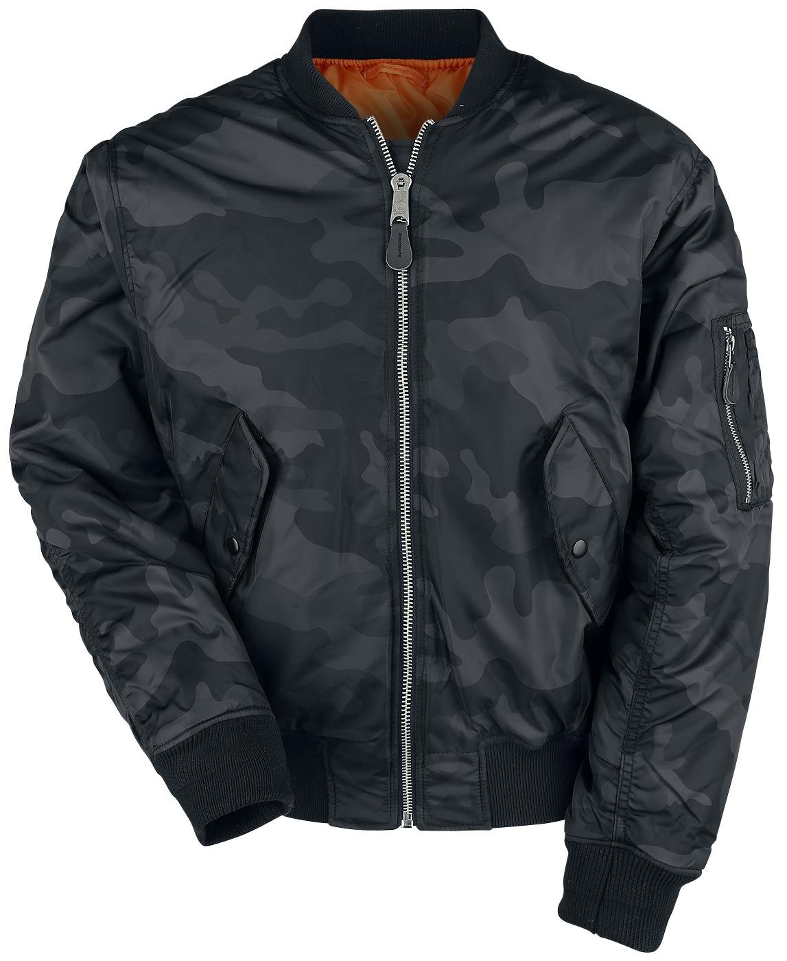Brandit Men's MA1 Camo Bomber Jacket - Dark Camouflage Military Style Flight Jacket for Outdoor, Casual Wear & Street Fashion