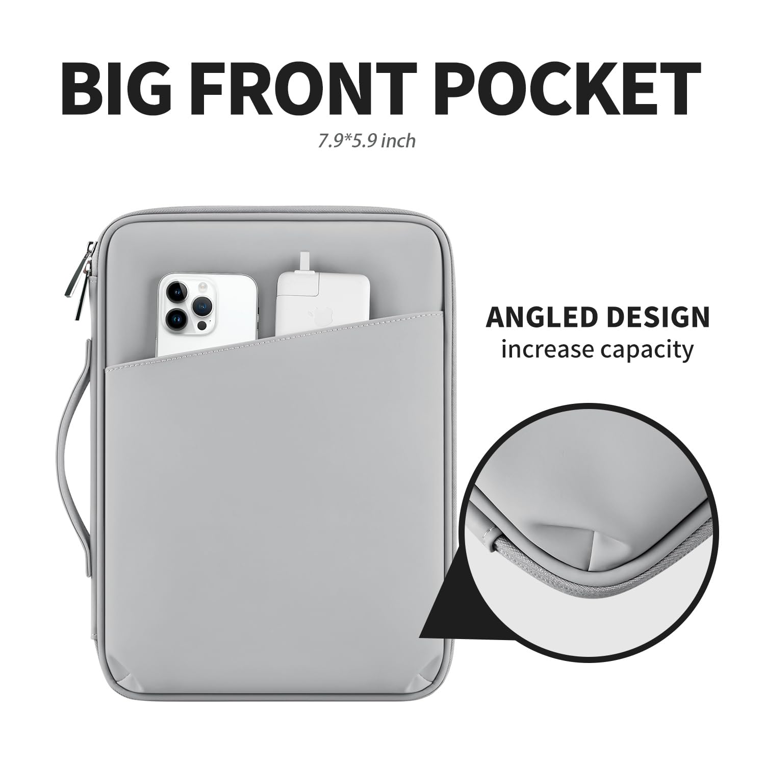 DDgro 9-11 Inch iPad Air Sleeve Case - Premium PU Leather Tablet Sleeve Bag for iPad Pro, Galaxy Tab, Kindle & More (Grey, 11 Inch) - Perfect for Work, Travel & School Protection