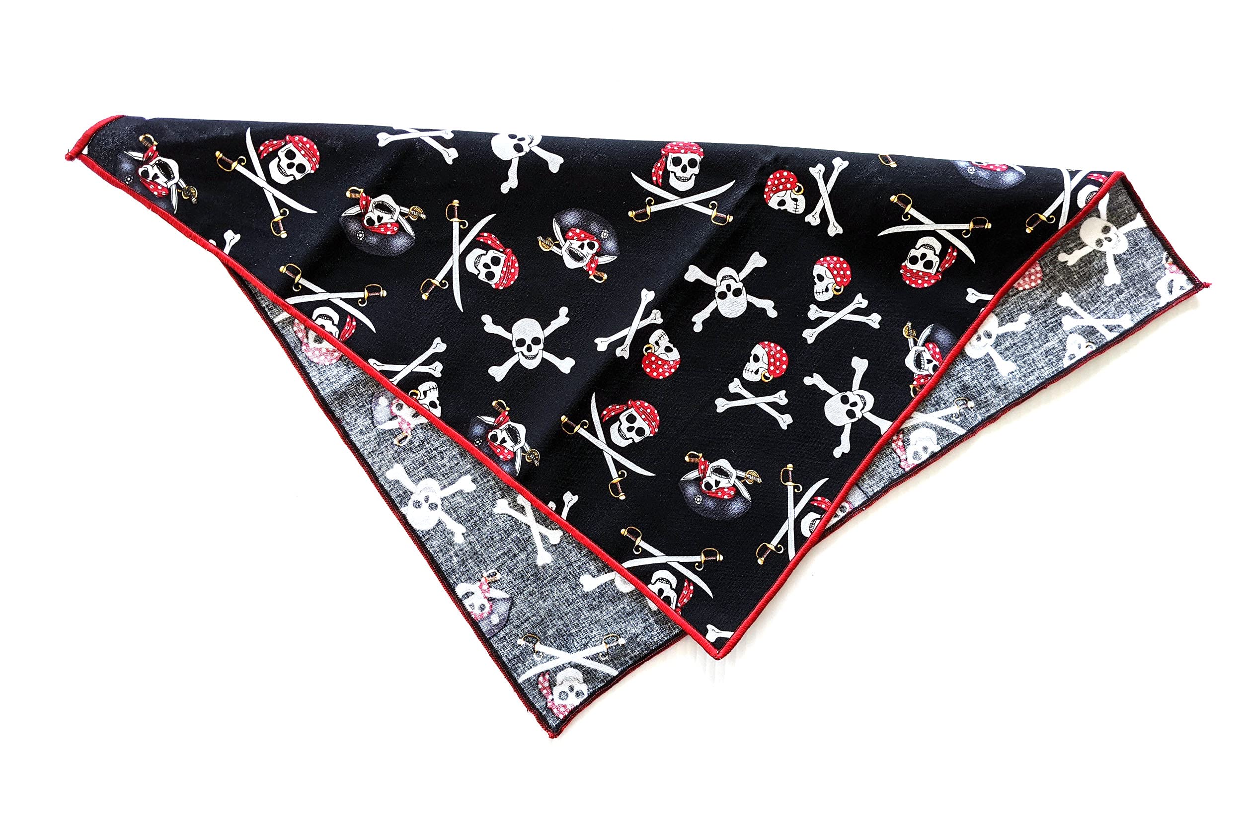 Pirate Skull & Bones Dog Bandana - Adjustable Triangle Pet Bandana for Dogs & Cats, X-Large Pet Neckwear for Halloween, Pirate Parties & Costume Events - Perfect for Pet Photos, Dress-Up & Themed Occasions
