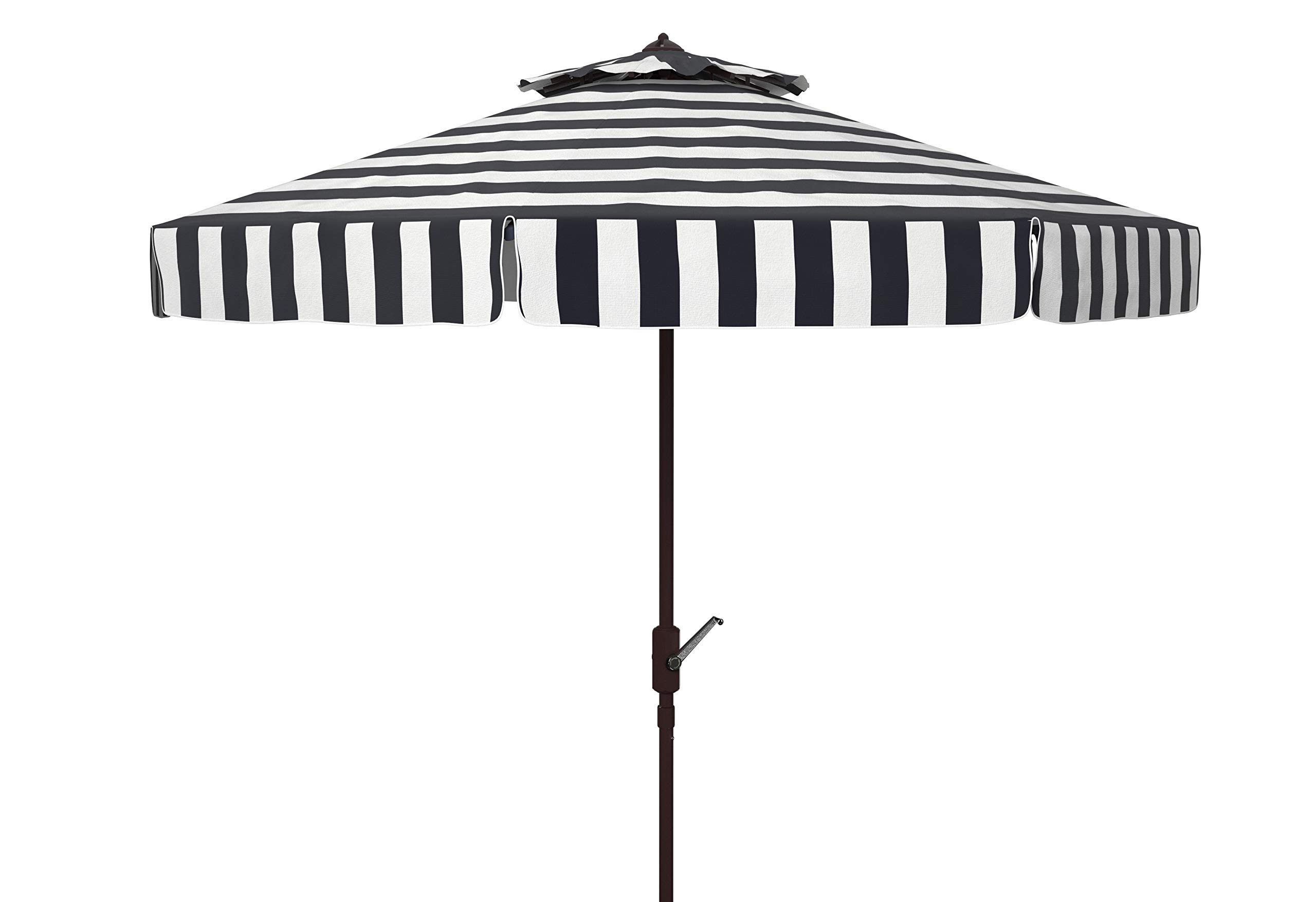 Safavieh PAT8103B 11-Foot Round Outdoor Patio Umbrella - UV Protected, Navy & White Stripes - Perfect for Poolside, Backyard, and Garden Relaxation