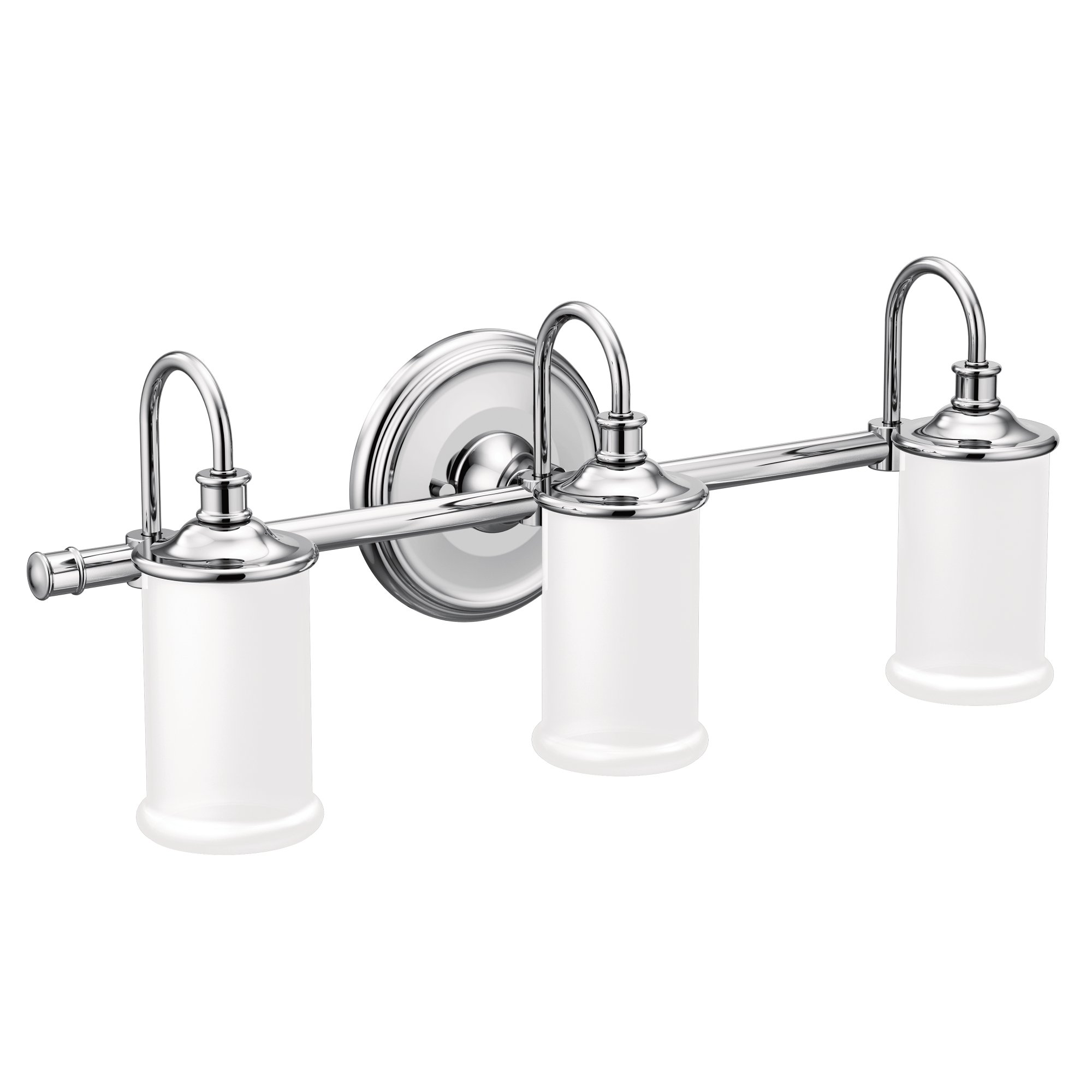 Moen YB6463CH Belfield 3-Light Bathroom Vanity Light Fixture with Frosted Glass Shades, Chrome Finish - Perfect for Modern Bathrooms, Powder Rooms & Dressing Areas