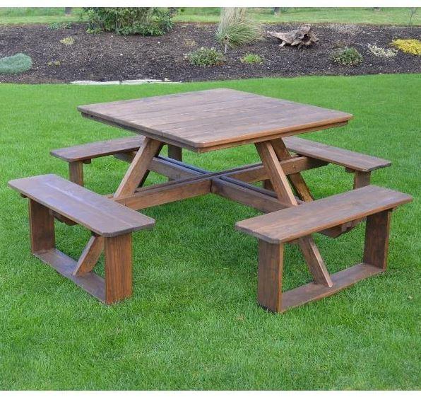 A&L Furniture 44 Inch Square Walk-In Patio Dining Table with Free Umbrella Holes - Perfect for Outdoor Entertaining, Backyard BBQs, and Poolside Gatherings