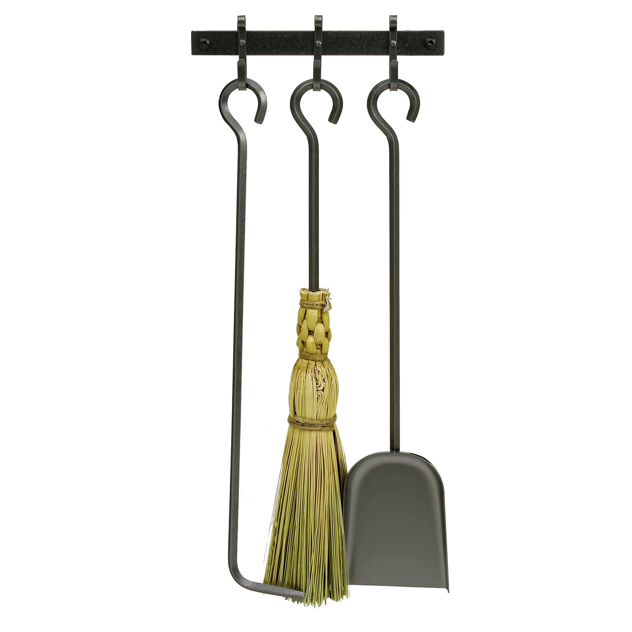Handcrafted Fireplace Tools Set with Log Rack - Hammered Steel Fire Poker, Shovel, Tongs & Brush - Rustic Fireplace Accessories for Wood Burning Stoves & Outdoor Fire Pits