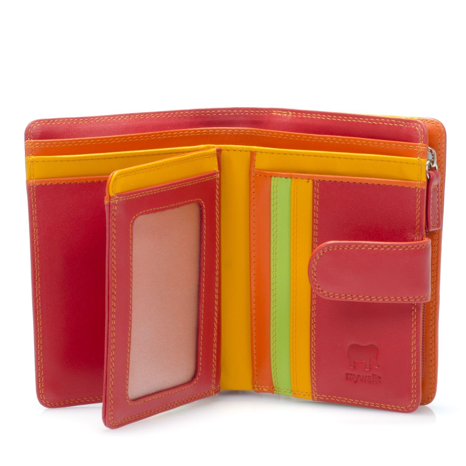 Mywalit Medium Snap Leather Wallet - 9 Card Slots, ID Window & Zippered Coin Pocket - Jamaica Style - Stylish Compact Wallet for Men & Women - Perfect for Everyday Use, Travel & Business Essentials