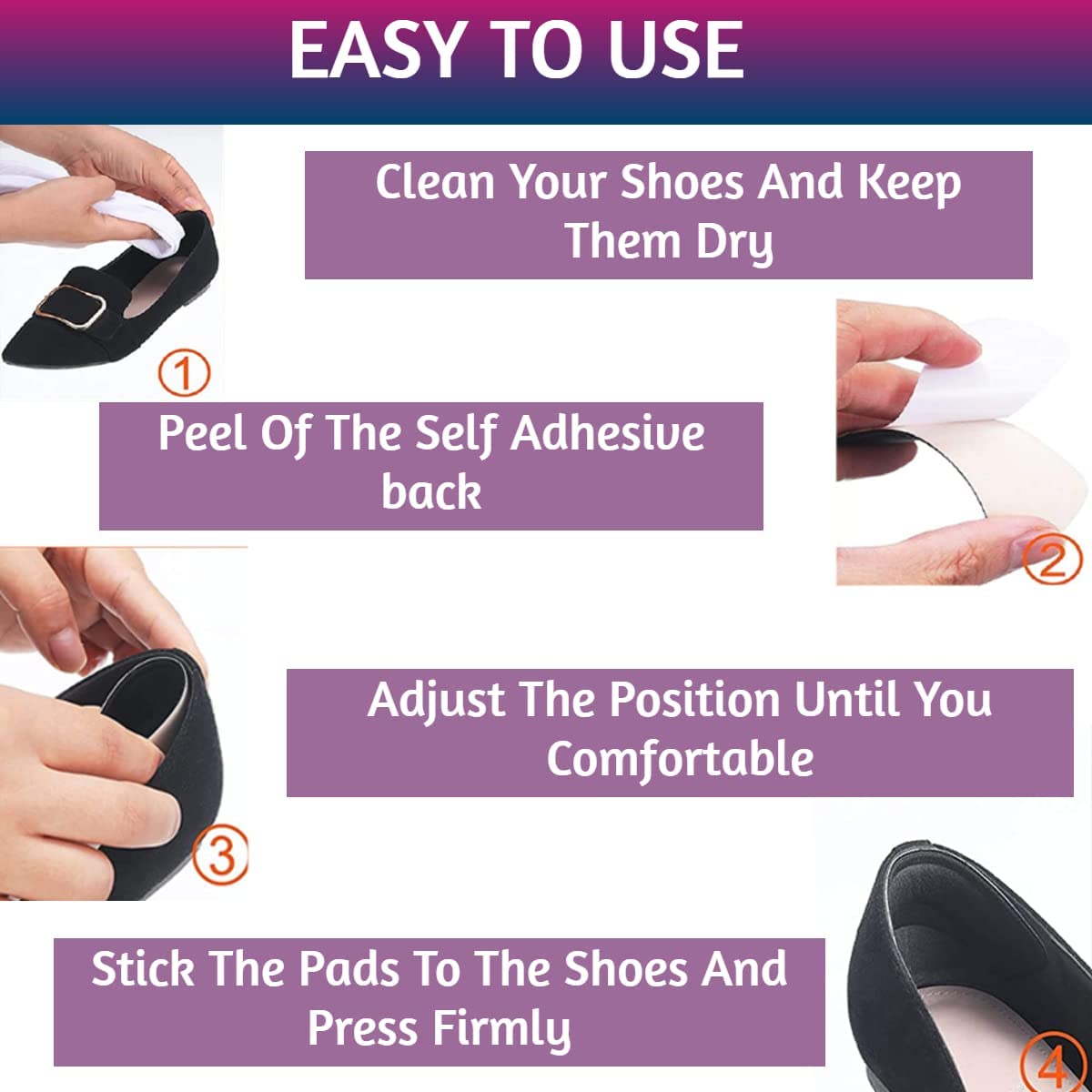 FEXMY Self-Adhesive Heel Cushion Inserts - High Heel Pads & Shoe Insoles for Women & Men - Silicone Heel Grips for Heel Pain, Ankle Support & Heel Spurs Relief (1 Pair Heel Liner + 1 Pair Insole Pad) - Perfect for Work, Parties & Long Wear Comfort