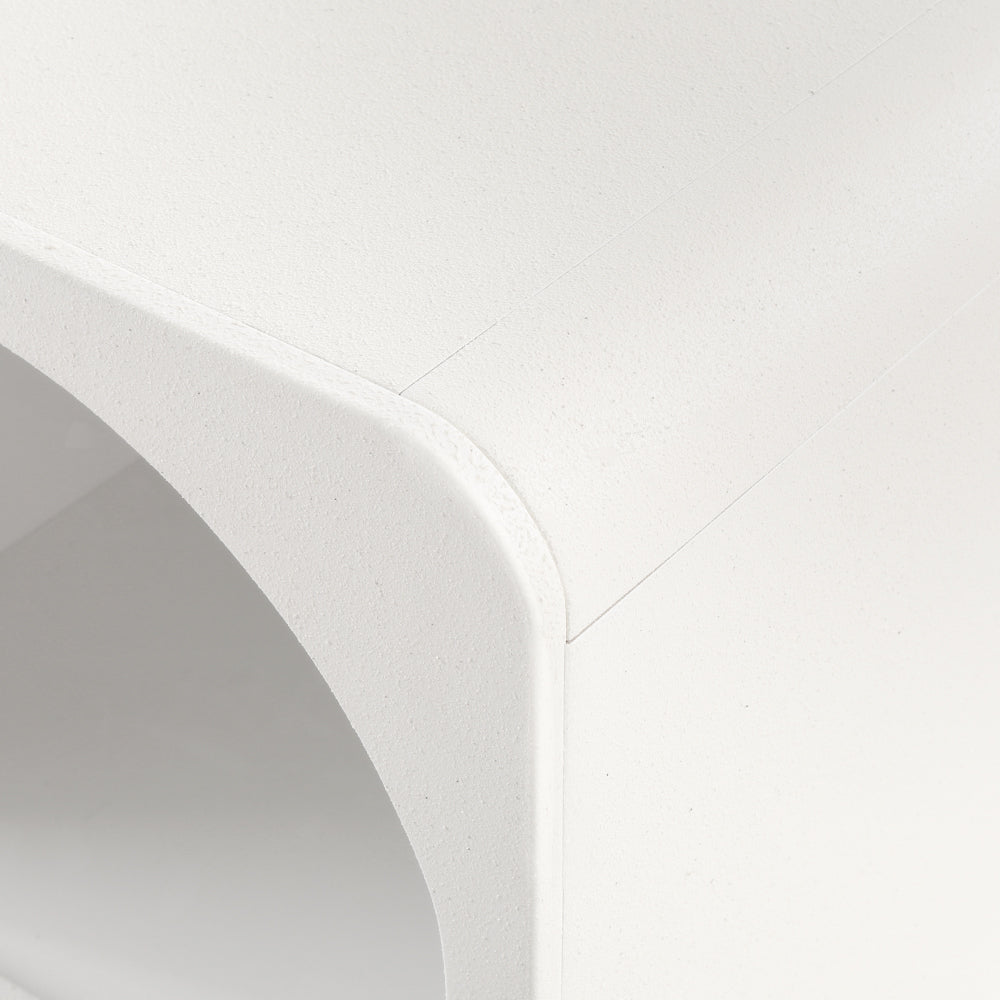 Modern White Arched Texture Nightstand - Stylish Bedside Table for Small Spaces, Perfect for Bedrooms, Dorms & Apartments