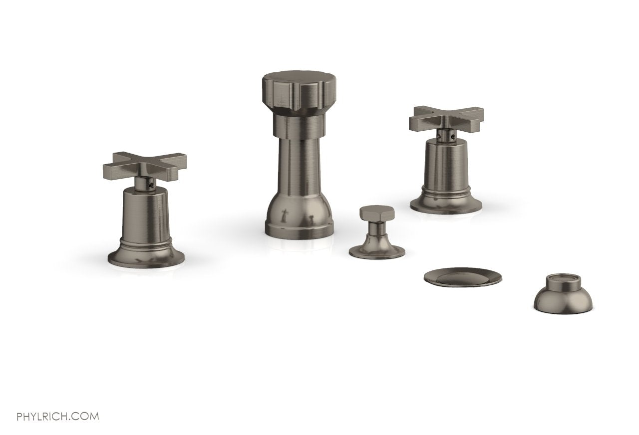 HEX MODERN 4-Hole Bidet Faucet Set with Cross Handles - Model 501 60 - Perfect for Bathroom Renovation & Modern Toilet Upgrades