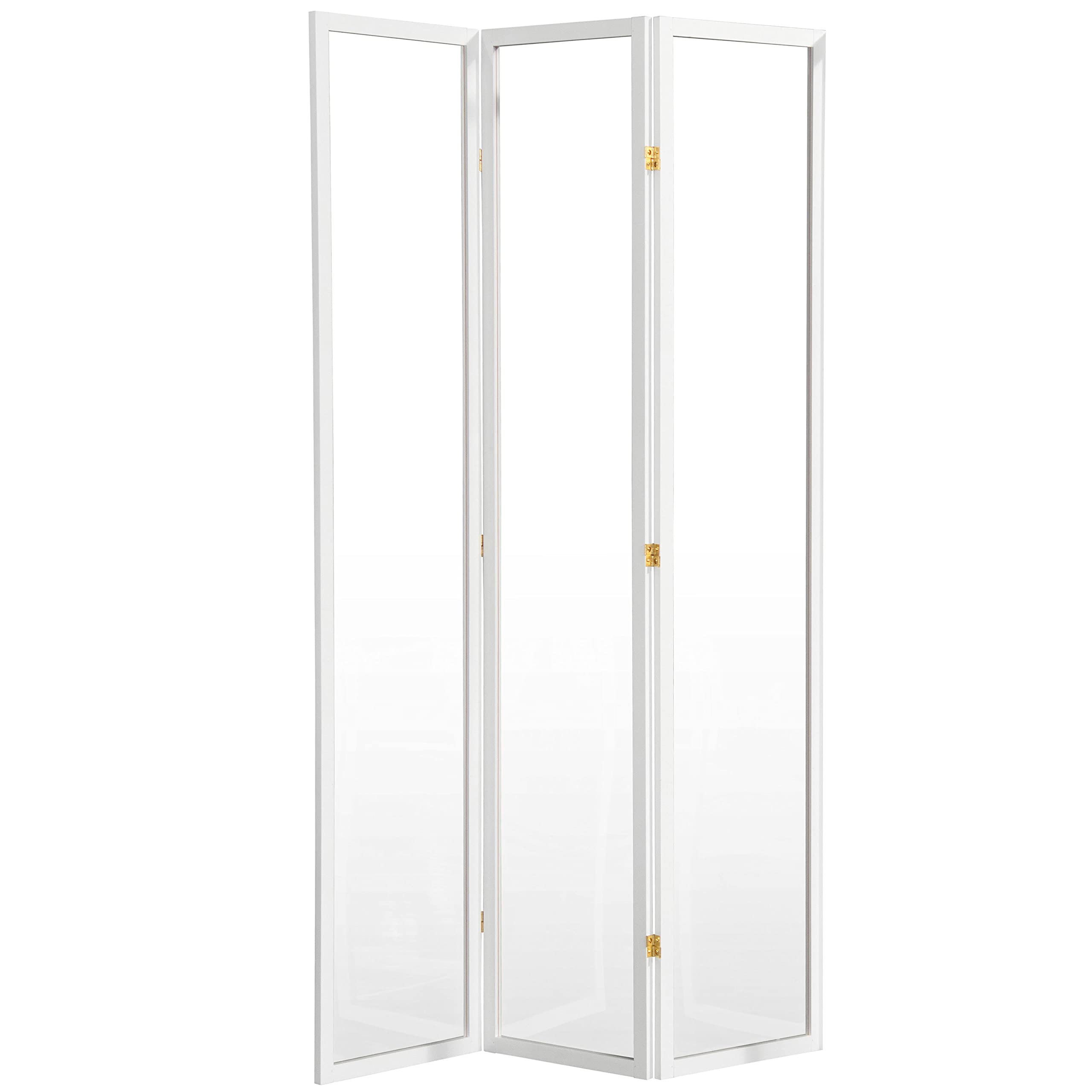 7 ft. Tall Clear Plastic Partition White 3 Panel - Office, Restaurant & Retail Safety Divider for Social Distancing & Privacy Protection