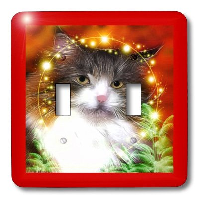 3D Rose Norwegian Forest Cat Double Toggle Switch - Decorative Wall Plate Cover for Home, Office, or Gift (Ideal for Cat Lovers and Pet Owners)