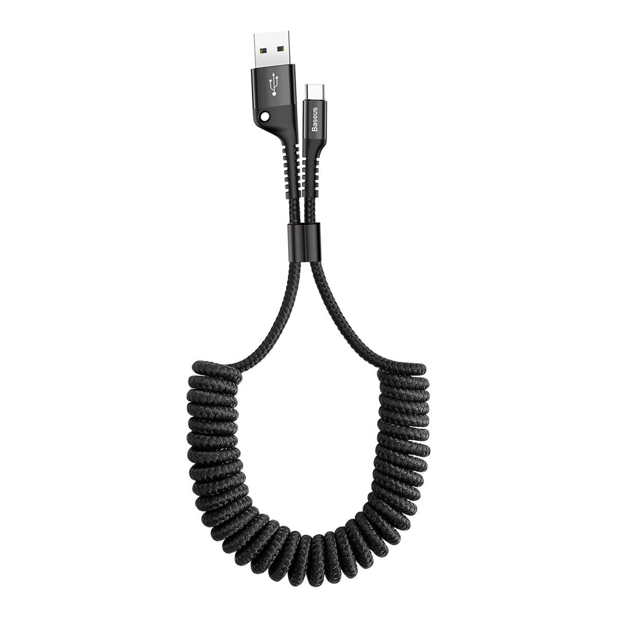Baseus 100W USB C to USB A Fast Charging Cable for Car - Retractable Coiled Nylon Braided Charger Cord Compatible with iPhone 15/14/13 Pro Max, Galaxy S24/S23, Note 20 - Perfect for Car Charging, Road Trips & Daily Commute (3.3ft)