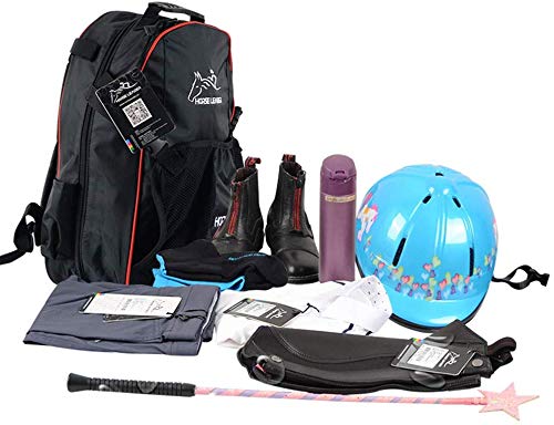 PlayDo Equestrian Riding Boots, Helmet & Backpack Set - Complete Horse Riding Gear for Kids & Adults - Perfect for Trail Rides, Shows & Training