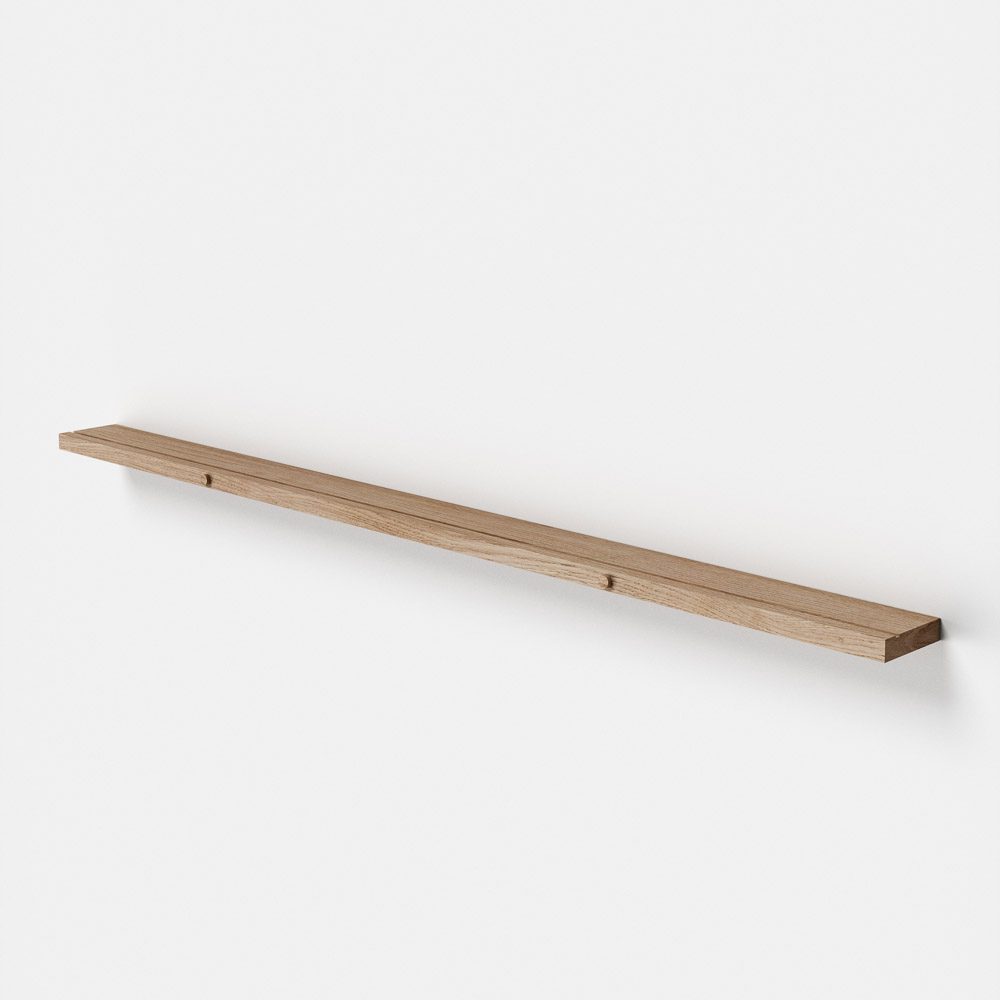 MOEBE Solid Oak Gallery Shelf - Wall Mounted Display Shelf for Photos & Decor (2 Sizes) - Perfect for Living Room, Bedroom & Office Wall Decor
