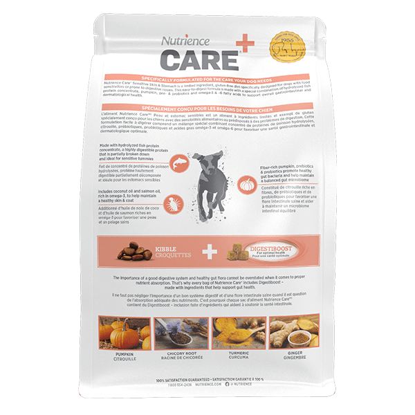 Nutrience Care+ Hypoallergenic Dry Dog Food for Sensitive Skin & Stomach - Grain-Free, Digestive Health Support - Perfect for Dogs with Allergies & Food Sensitivities