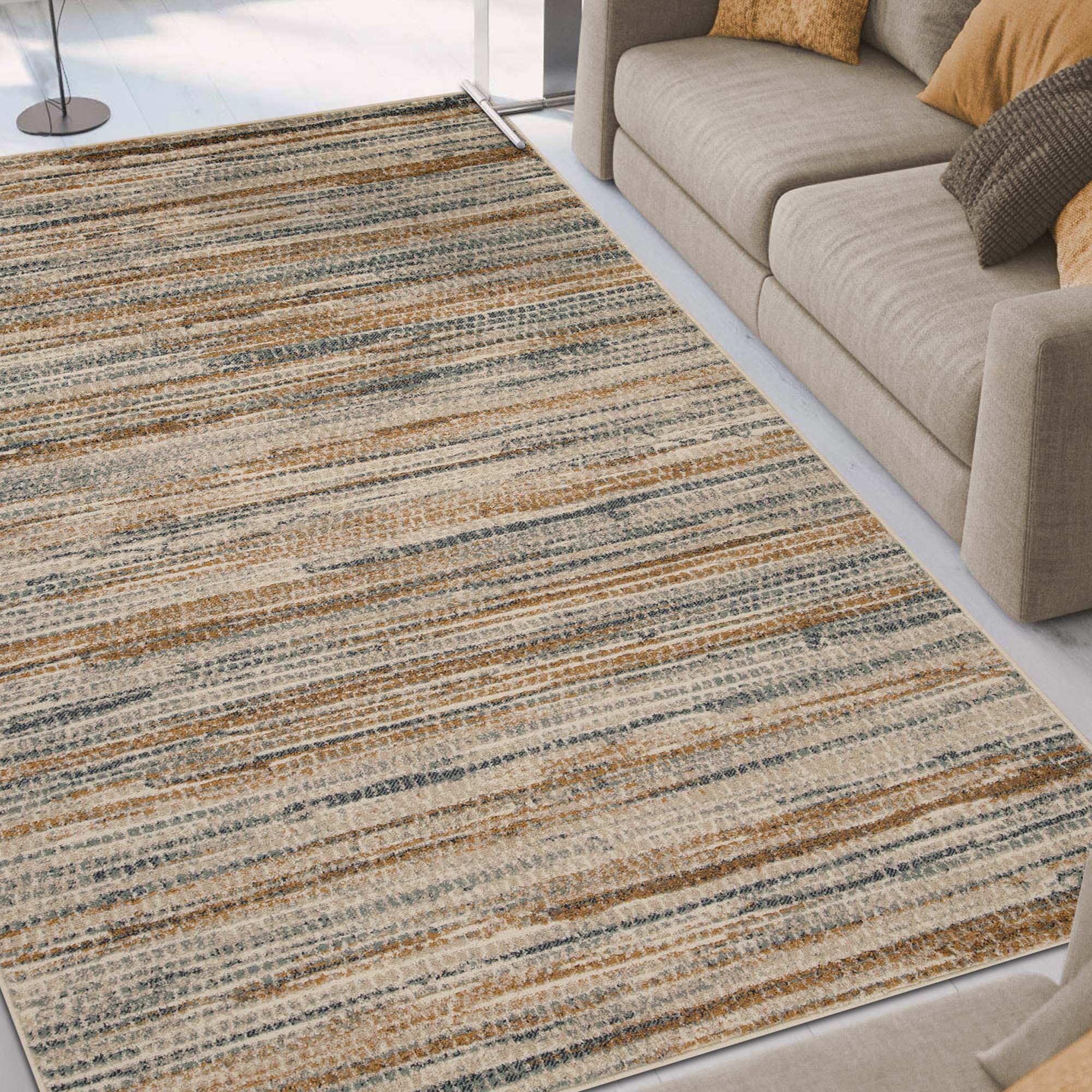 Montauk Striped Pastel Indoor Area Rug - Soft Bohemian Style Living Room Carpet for Bedroom, Nursery & Dorm Decor