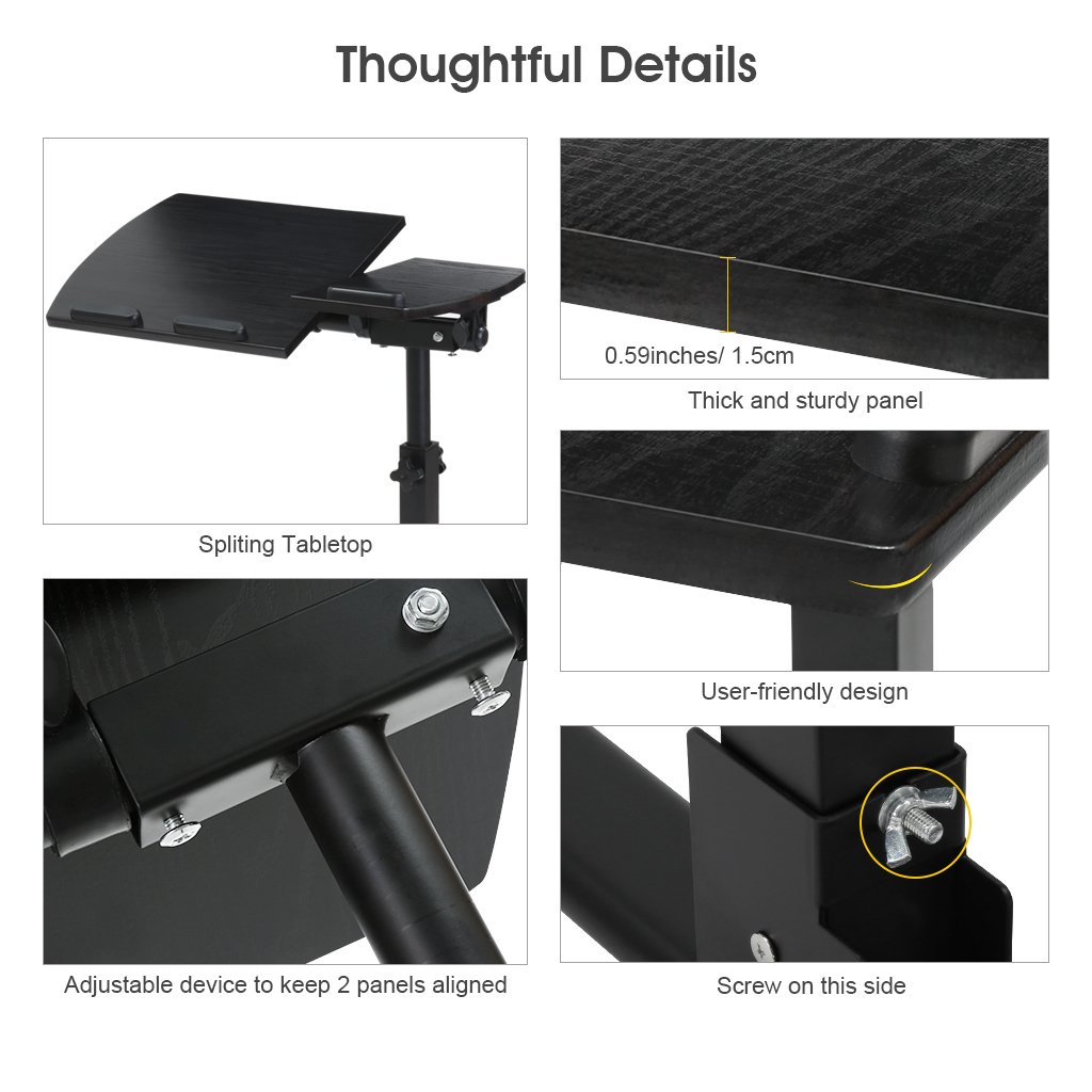 Adjustable Height Mobile Laptop Stand Rolling Cart with Wheels - Portable Computer Desk for Office, Home & Classroom Workspace