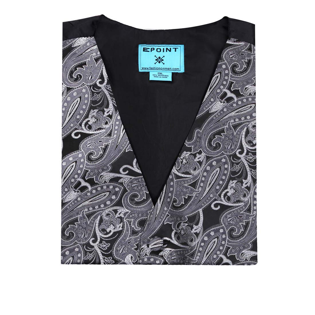 Epoint Men's Fashion Paisley Microfiber Dress Tuxedo Vest & Neck Tie Set - Formal Wedding, Prom, Party & Business Attire