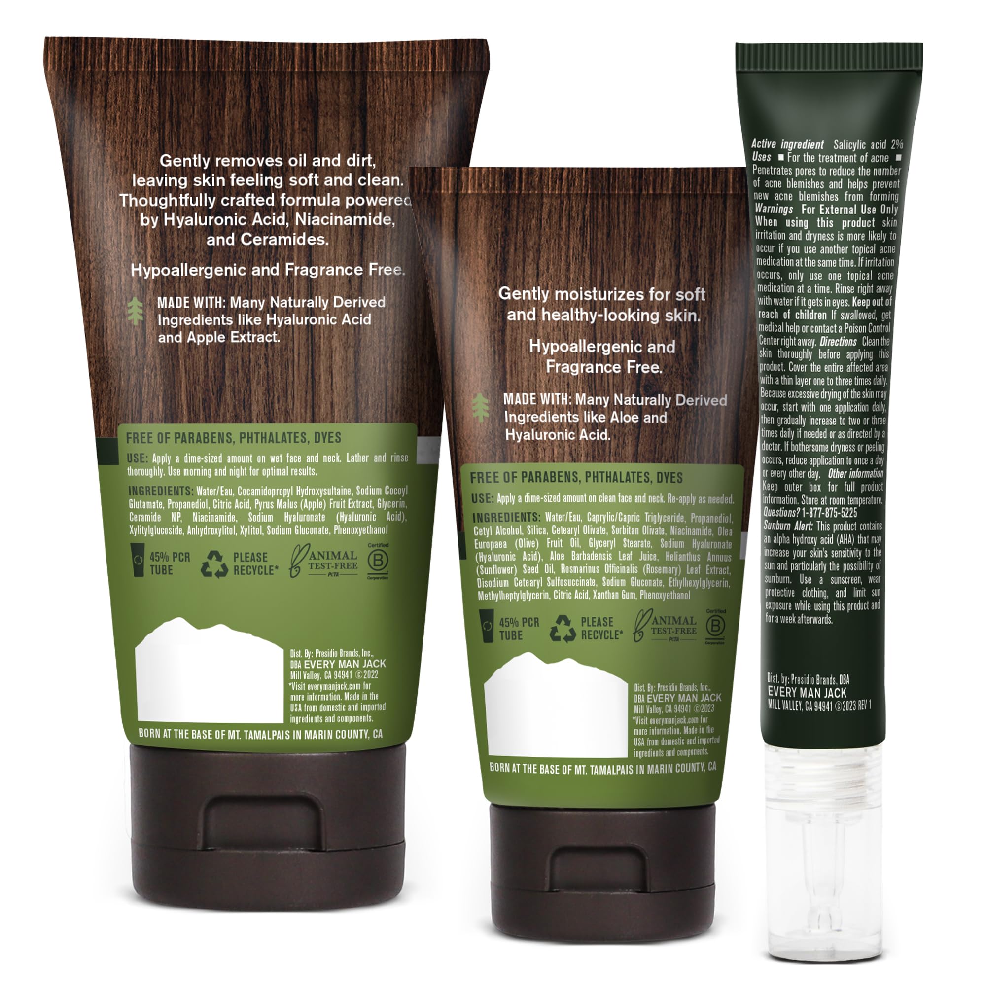 Every Man Jack Fragrance-Free Daily Skin Care Set for Men - 3 Full-Size Products: Face Wash, Moisturizing Lotion & Acne Spot Treatment - Complete Routine for Clear, Healthy Skin | Perfect for Morning & Night Use at Home, Gym or Travel
