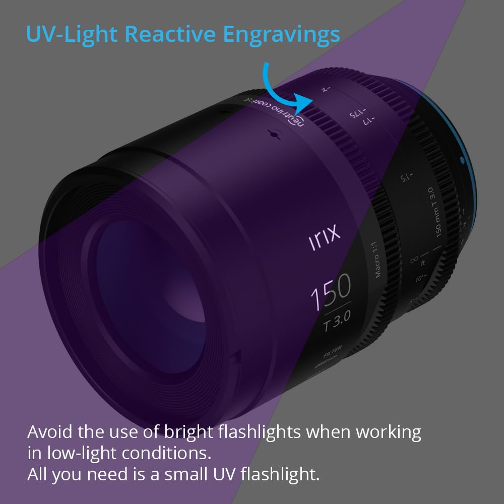 Irix Cine 150mm T3.0 Macro 1:1 Lens for Canon RF Mount - Military Certified Weatherproof Cinema Lens with Magnetic Filter Compatibility & Feet Scale - Perfect for Film Production, Nature Photography and Extreme Weather Shooting