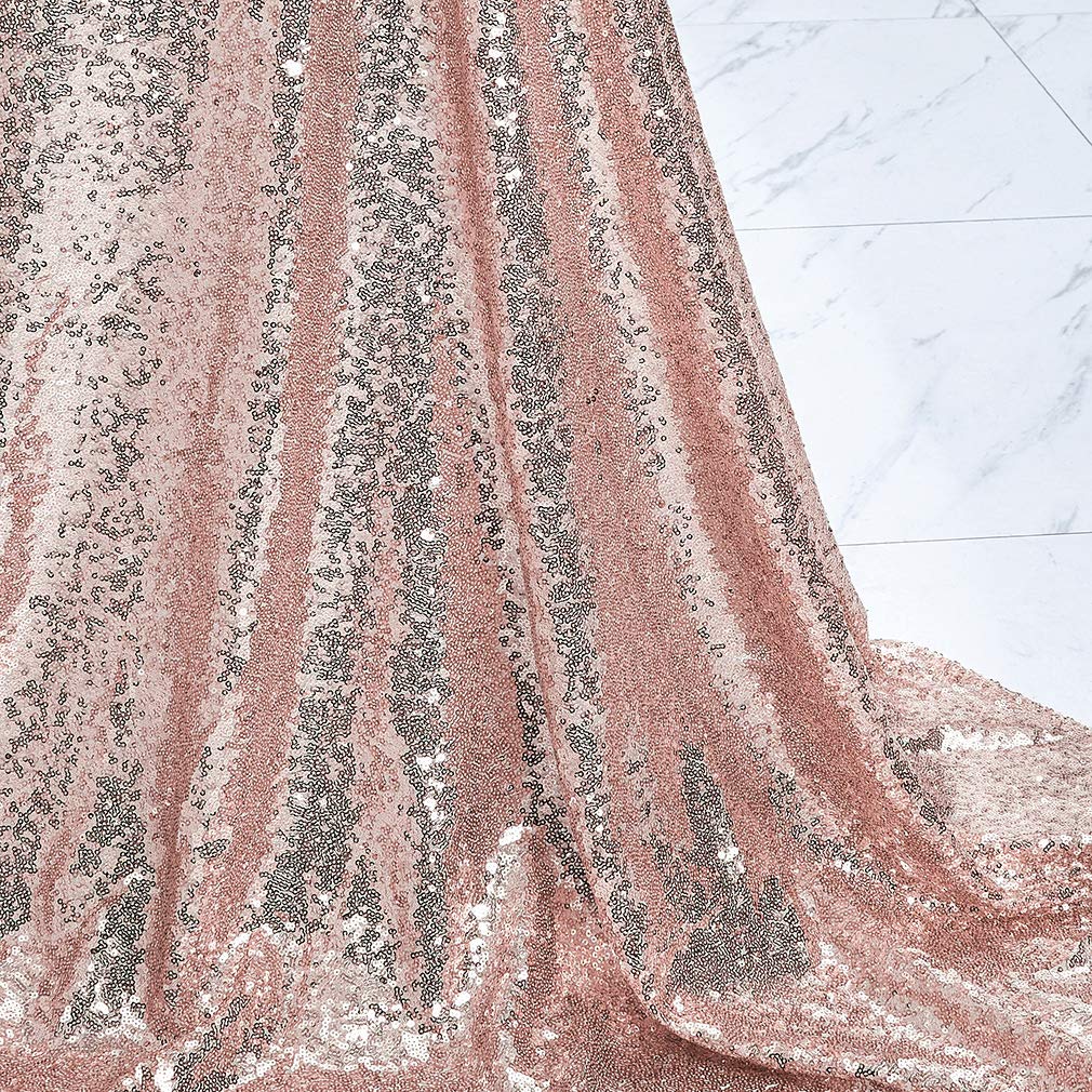 50 Inch Round Sequin Tablecloth Rose Gold - Glitter Party Table Cover for Wedding, Bridal Shower, Birthday, Banquet & Dessert Table Decor - Perfect for Holiday Celebrations, Anniversary Parties & Special Events