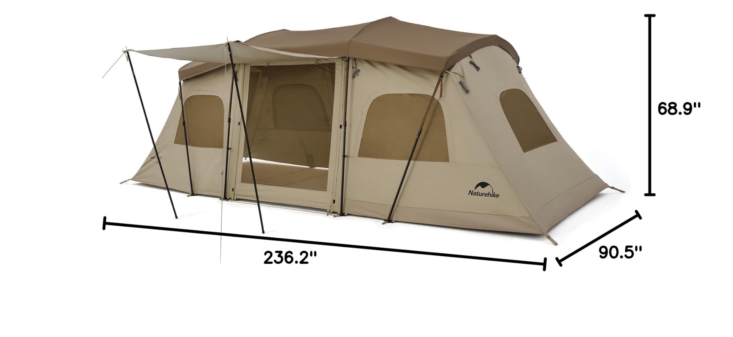 Naturehike Cloud Fast 6-Person Camping Tent - Easy 60-Second Setup, Spacious 2-Room Tunnel Tent for Family, Car Camping, Outdoor Adventures, Parties & Picnics | Waterproof & Windproof for All-Weather Protection