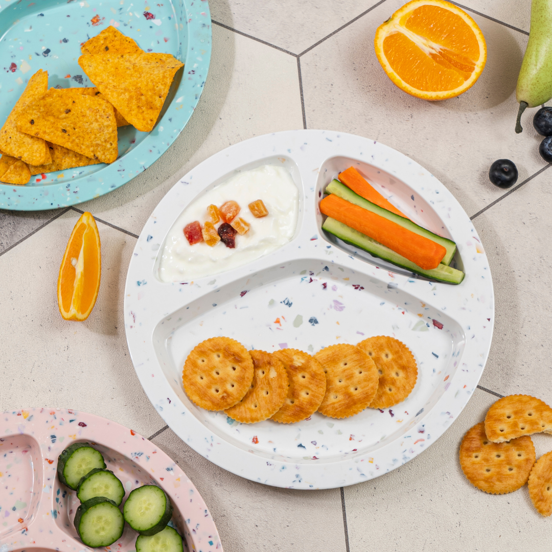 2-Piece 9-Compartment Confetti Divided BBQ Plates - White - Perfect for Outdoor Picnics, Parties & Grilling Events