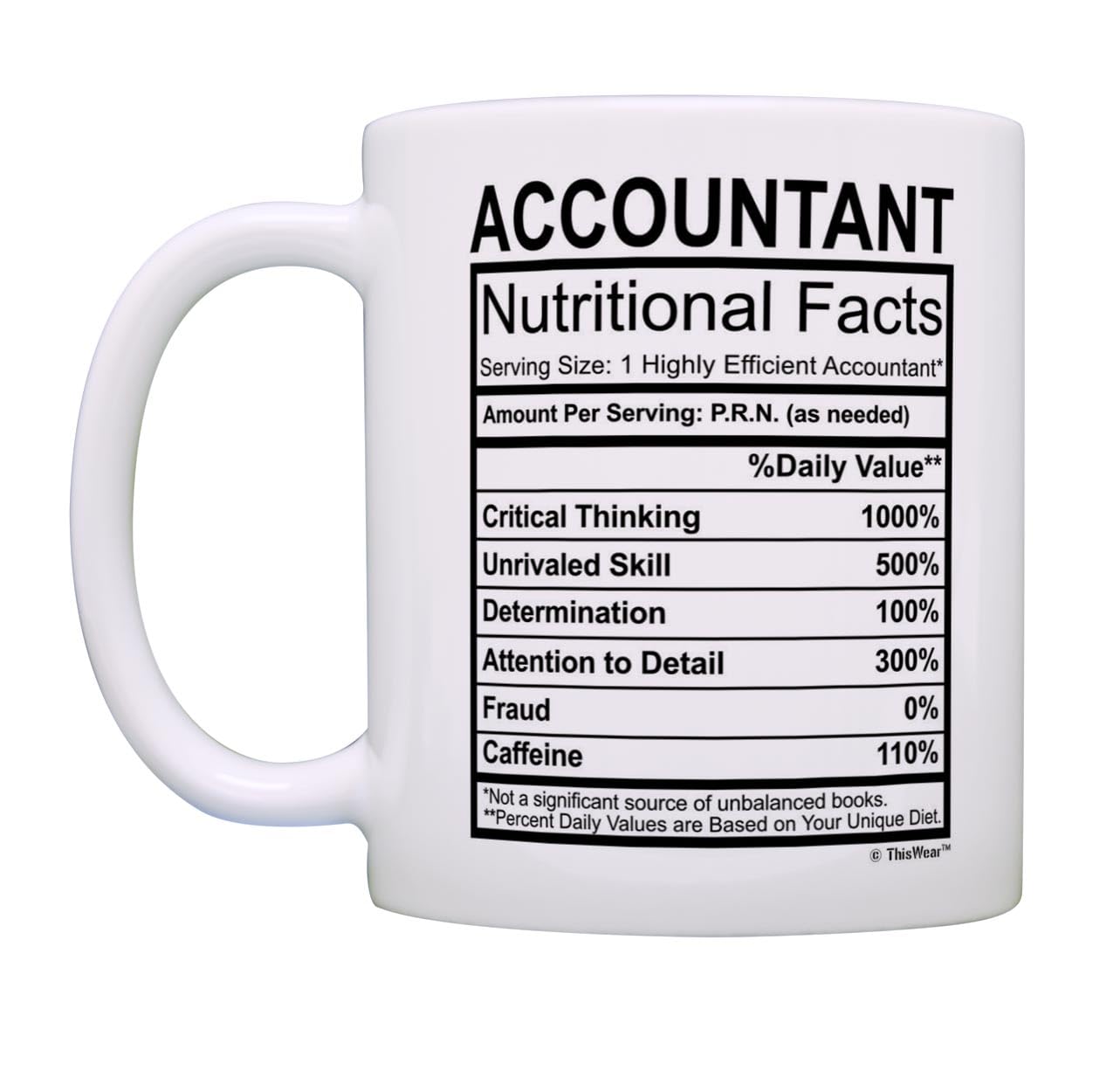 11oz Ceramic Coffee Mug with Handle - Funny Accountant Gift for Women & Men - Perfect for Office, Birthday & Retirement - ThisWear Accounting Gifts