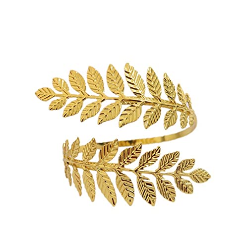 1 Pair Fashion Swirl Leaf Arm Cuff Bracelet - Adjustable Open Bangle Armband for Women - Perfect for Parties, Weddings and Boho Style Outfits