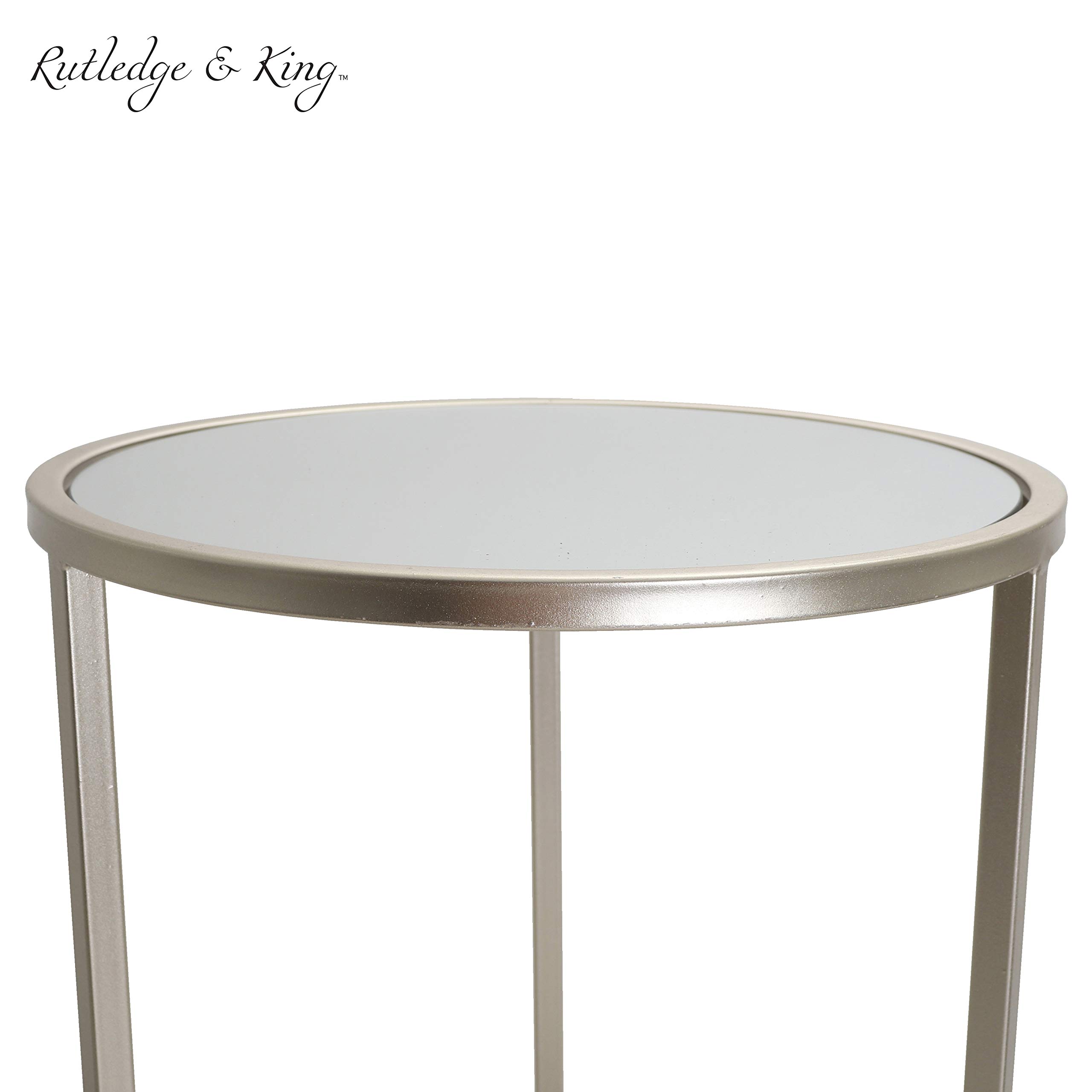 Rutledge & King Gold Round End Table Set with Mirrored Tops - Modern Nesting Accent Tables - Metal Side Tables for Living Room, Bedroom & Office Decor